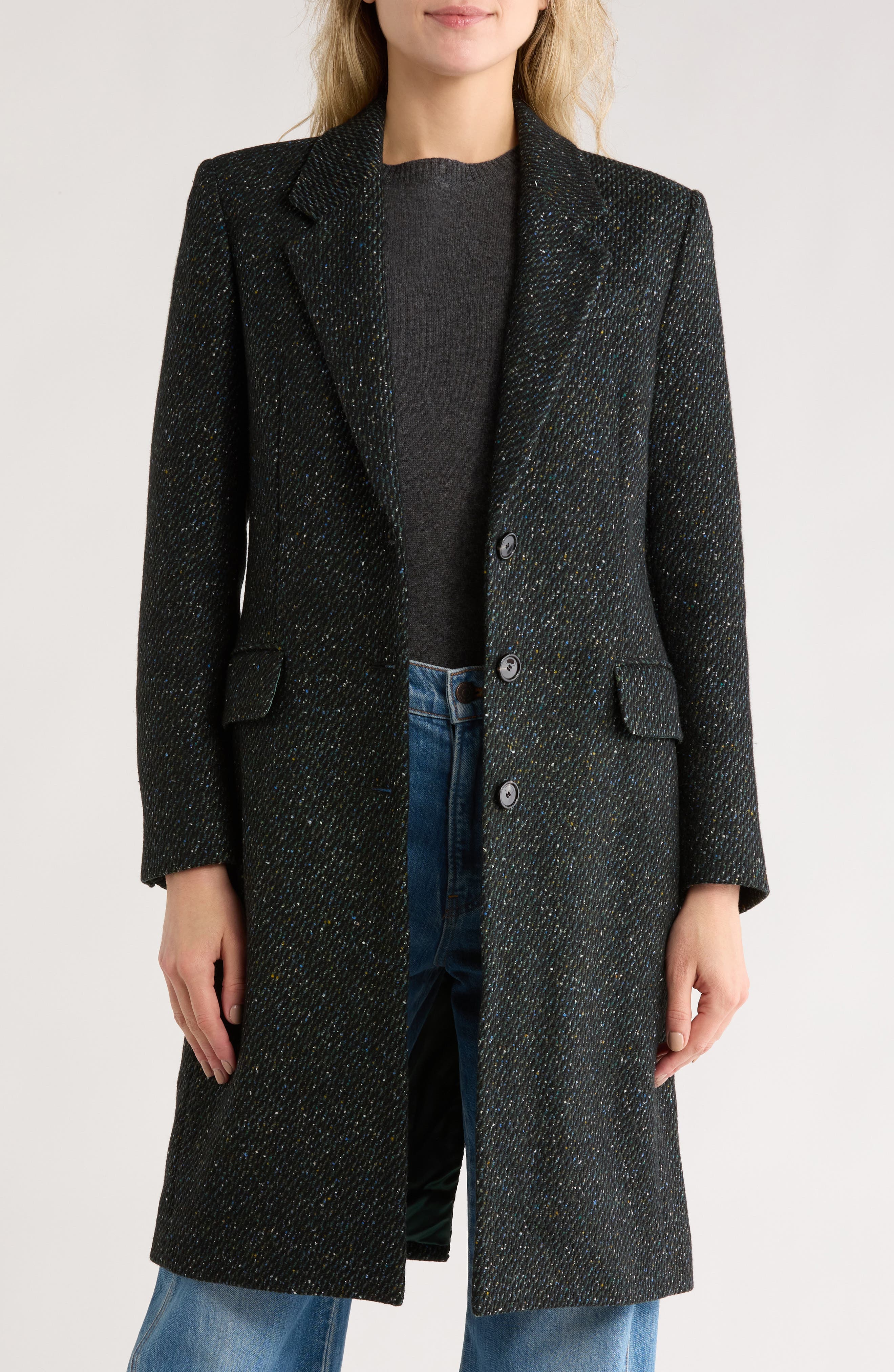 Catara Longline Tweed Coat - image 1
