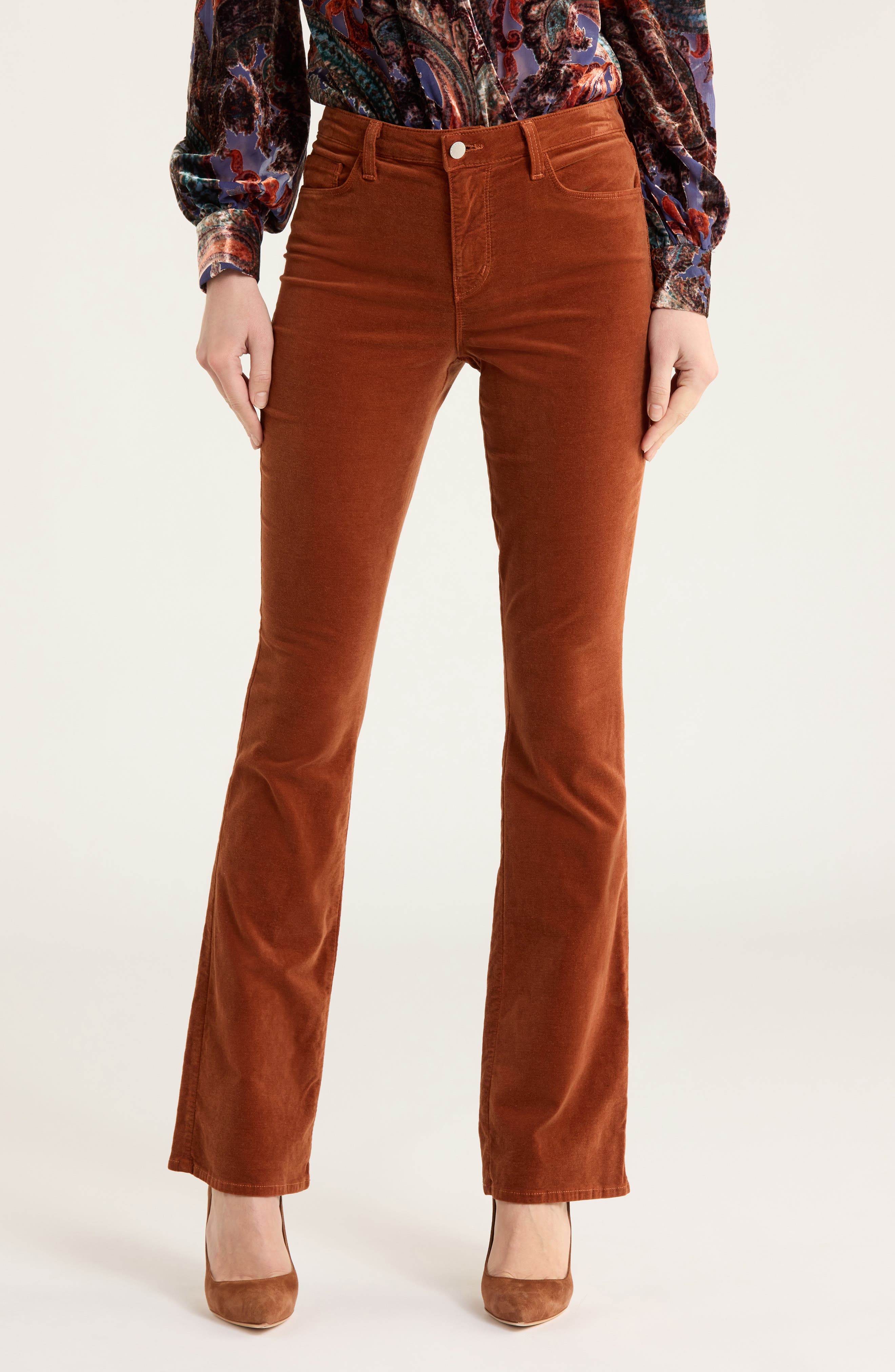 Stevie High Waist Straight Leg Velvet Pants - image 1