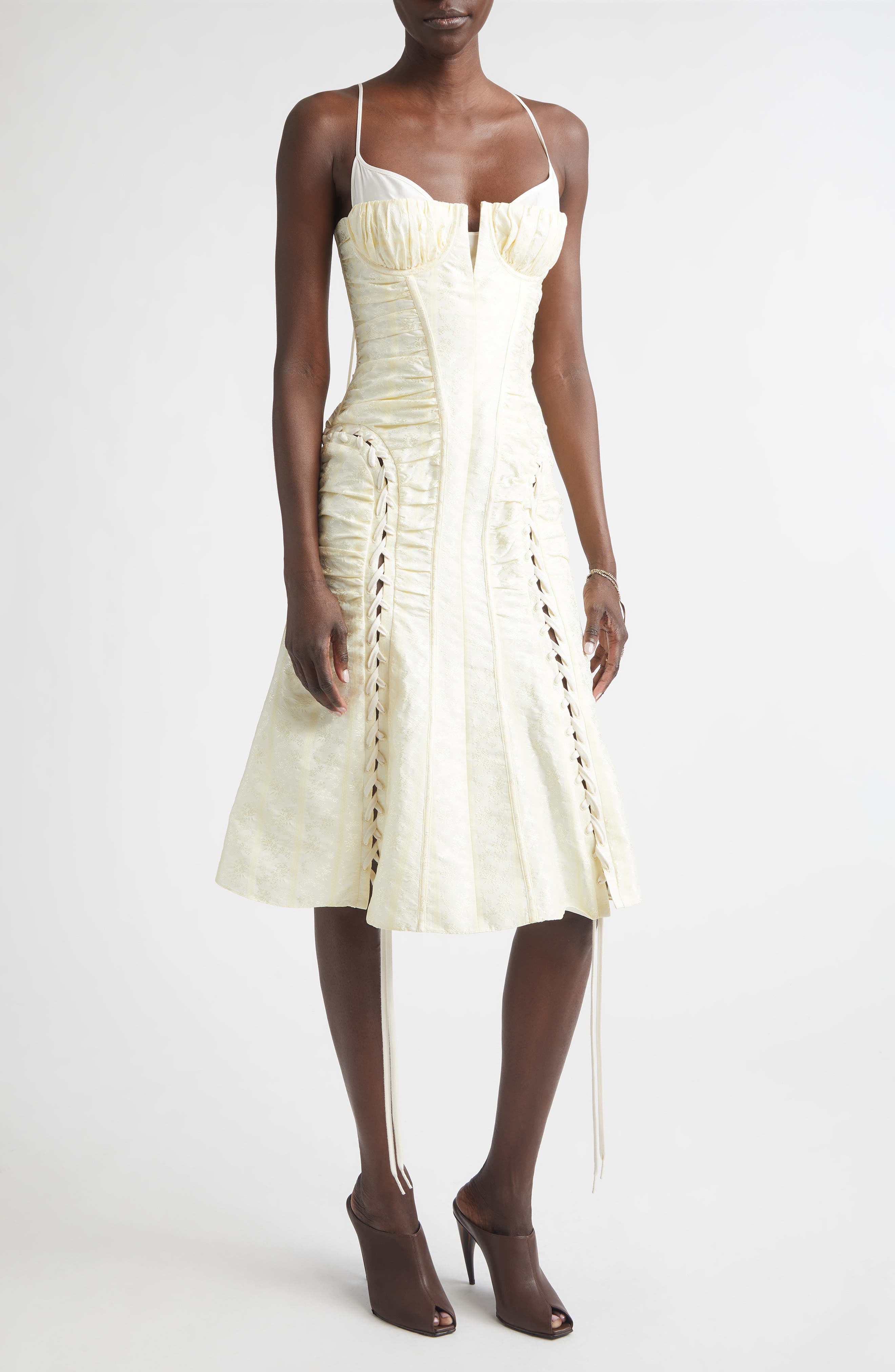 Floral Jacquard Corset Dress - image 1
