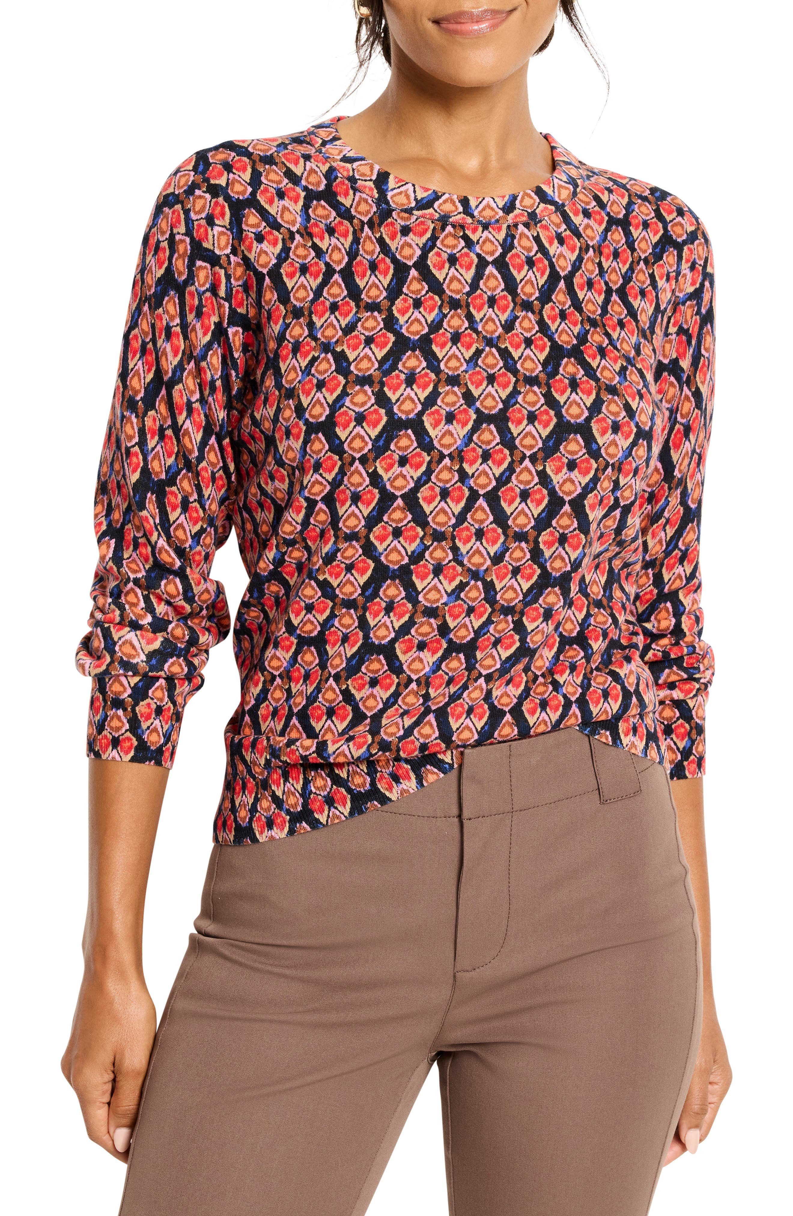Harvest Ikat Pure Cotton Crewneck Sweater - image 1
