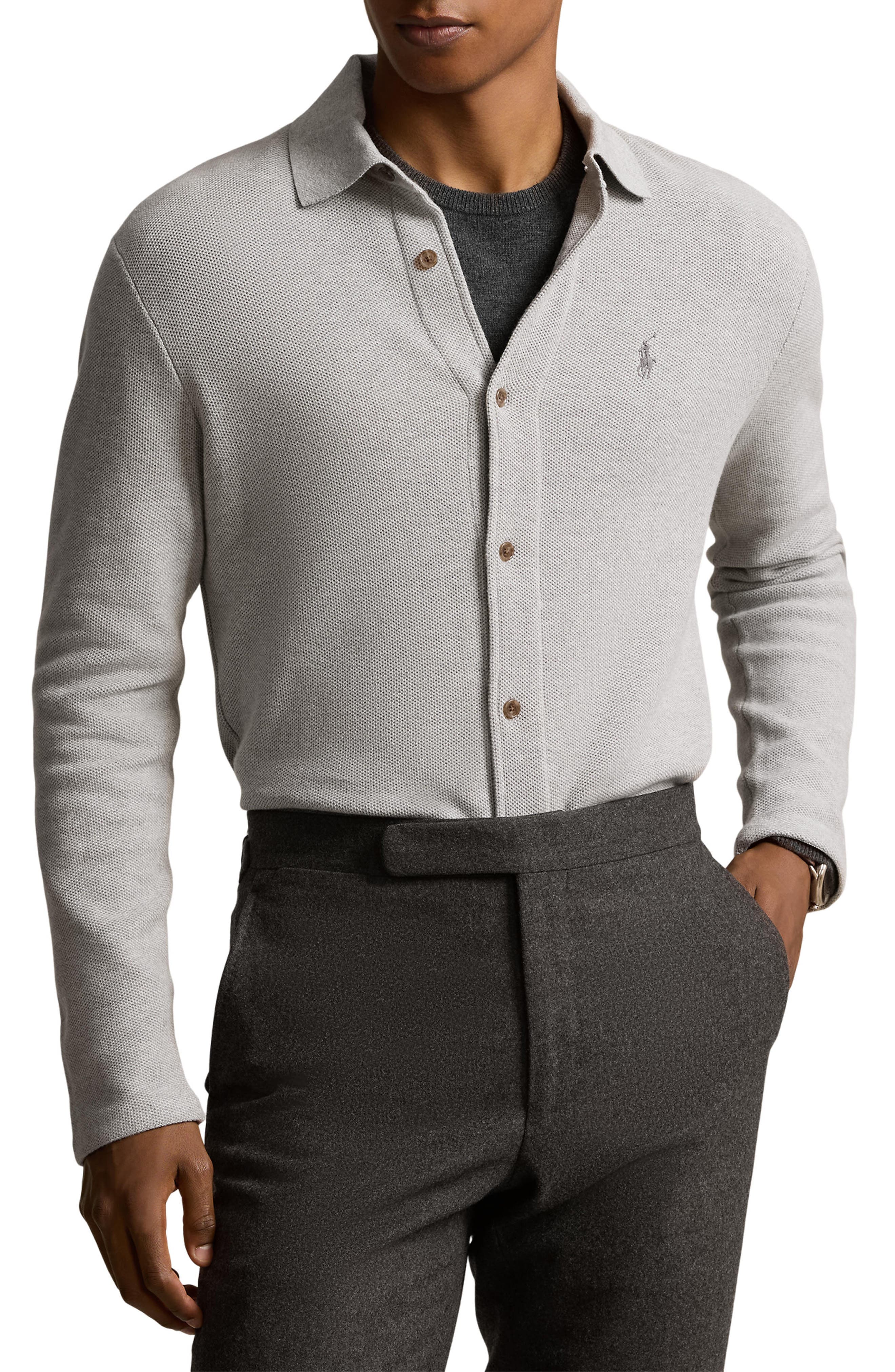 Regular Fit Cotton Pique Button-Up Shirt - image 1
