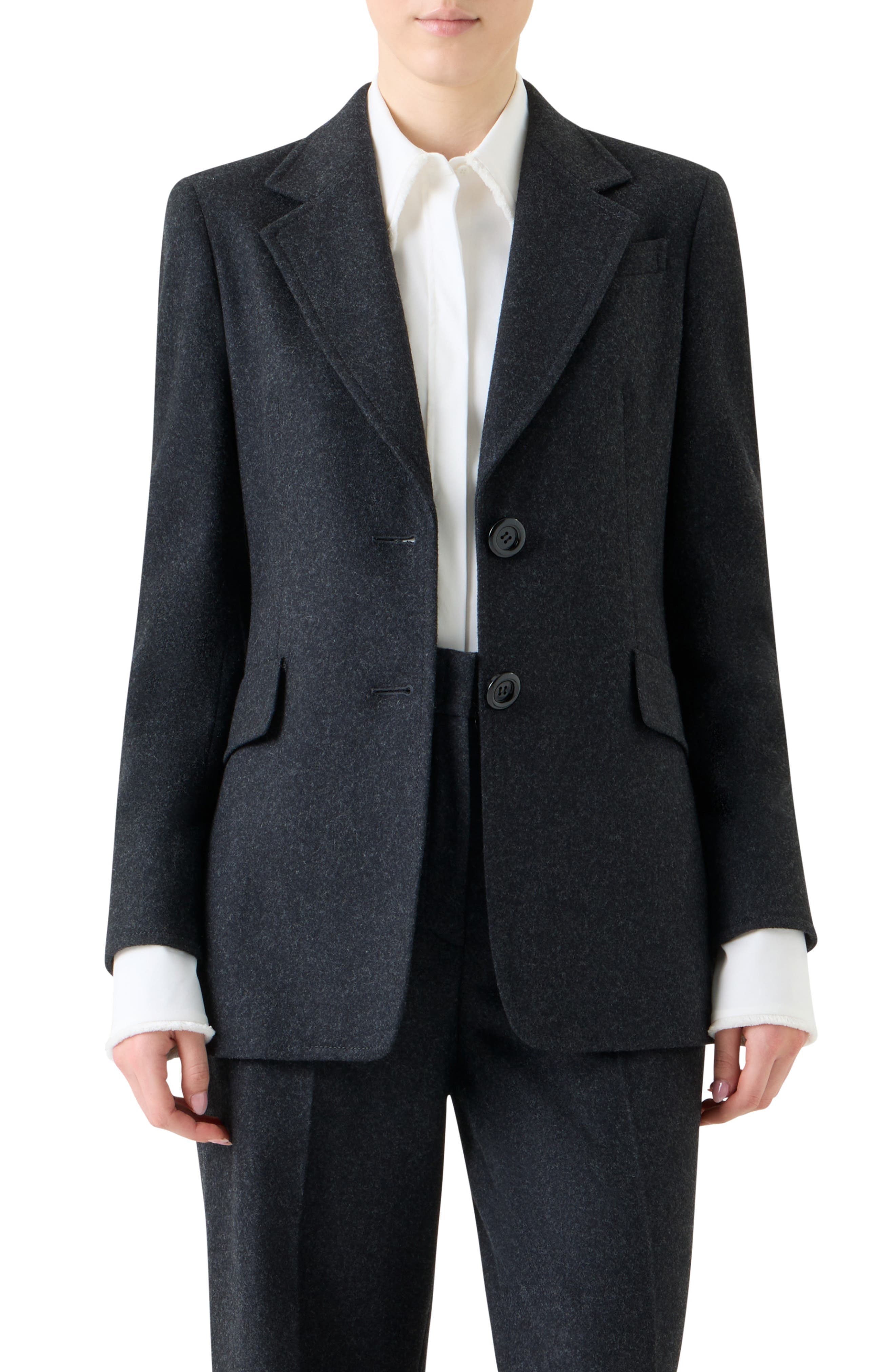 Wool Blend Flannel Blazer - image 1