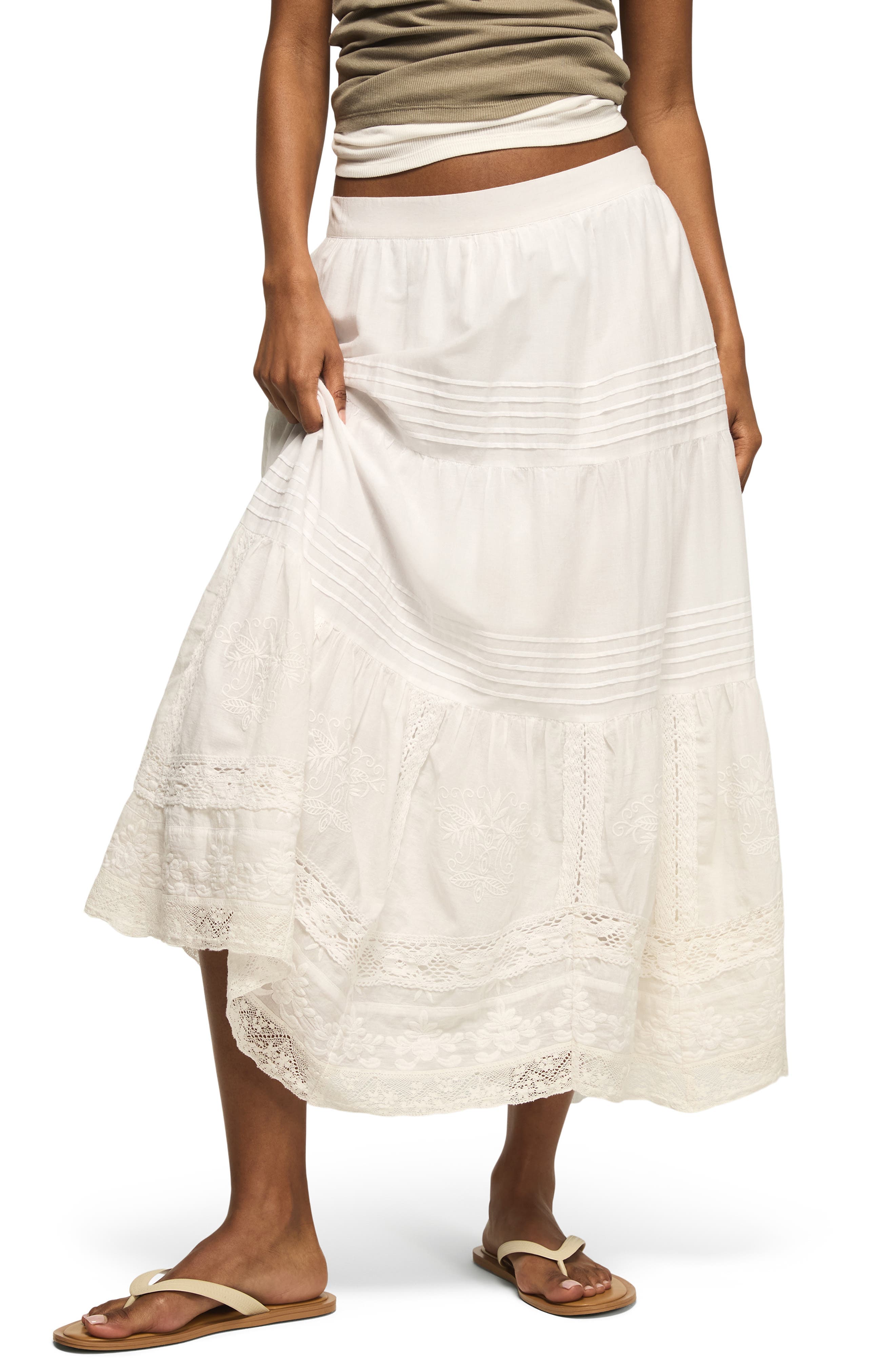 Lace & Embroidery Maxi Skirt - image 1