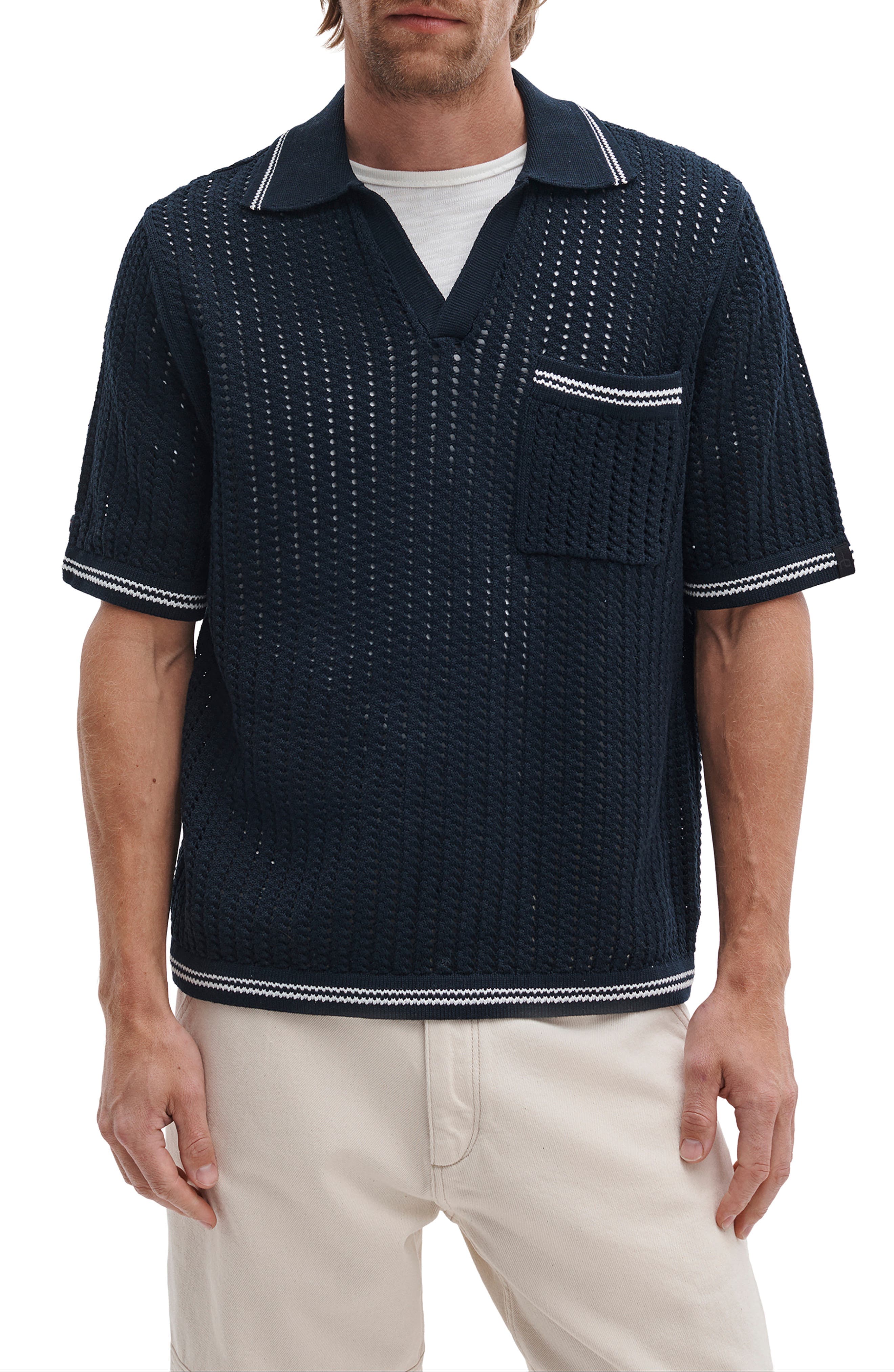 Open Stitch Johnny Collar Polo - image 3