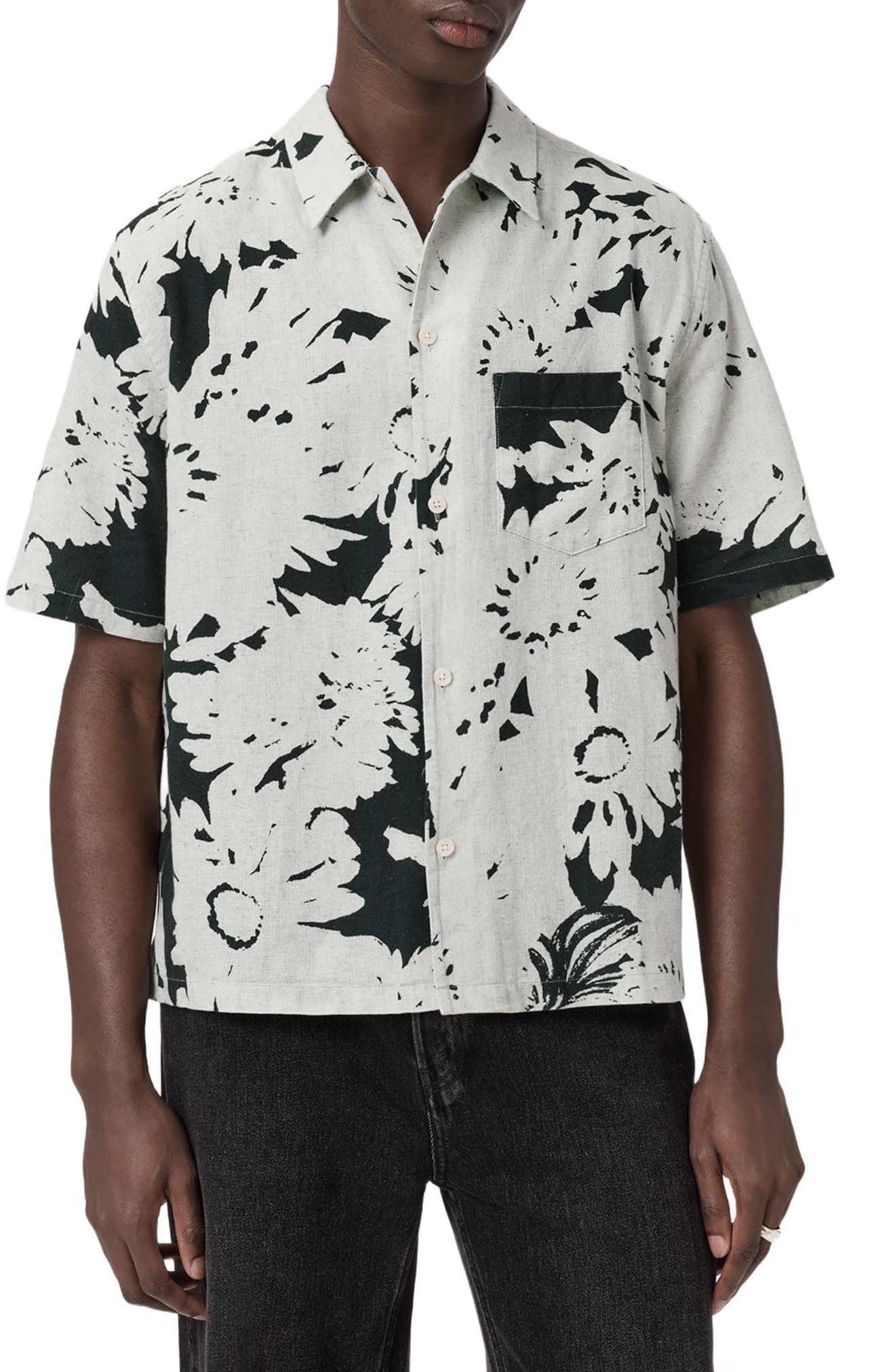Giron Floral Linen & Cotton Short Sleeve Button-Up Shirt - image 1