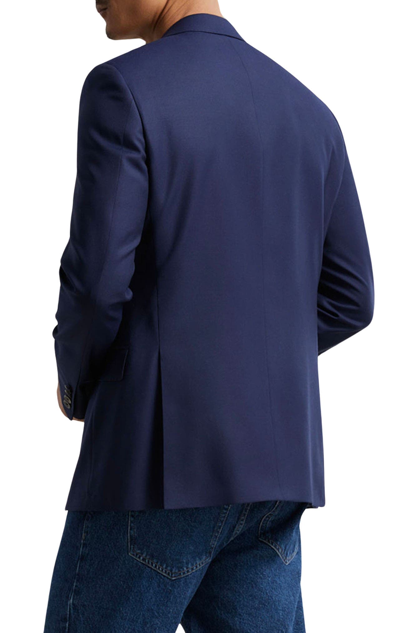 Navy Double Twist 130s Wool Blazer - image 2