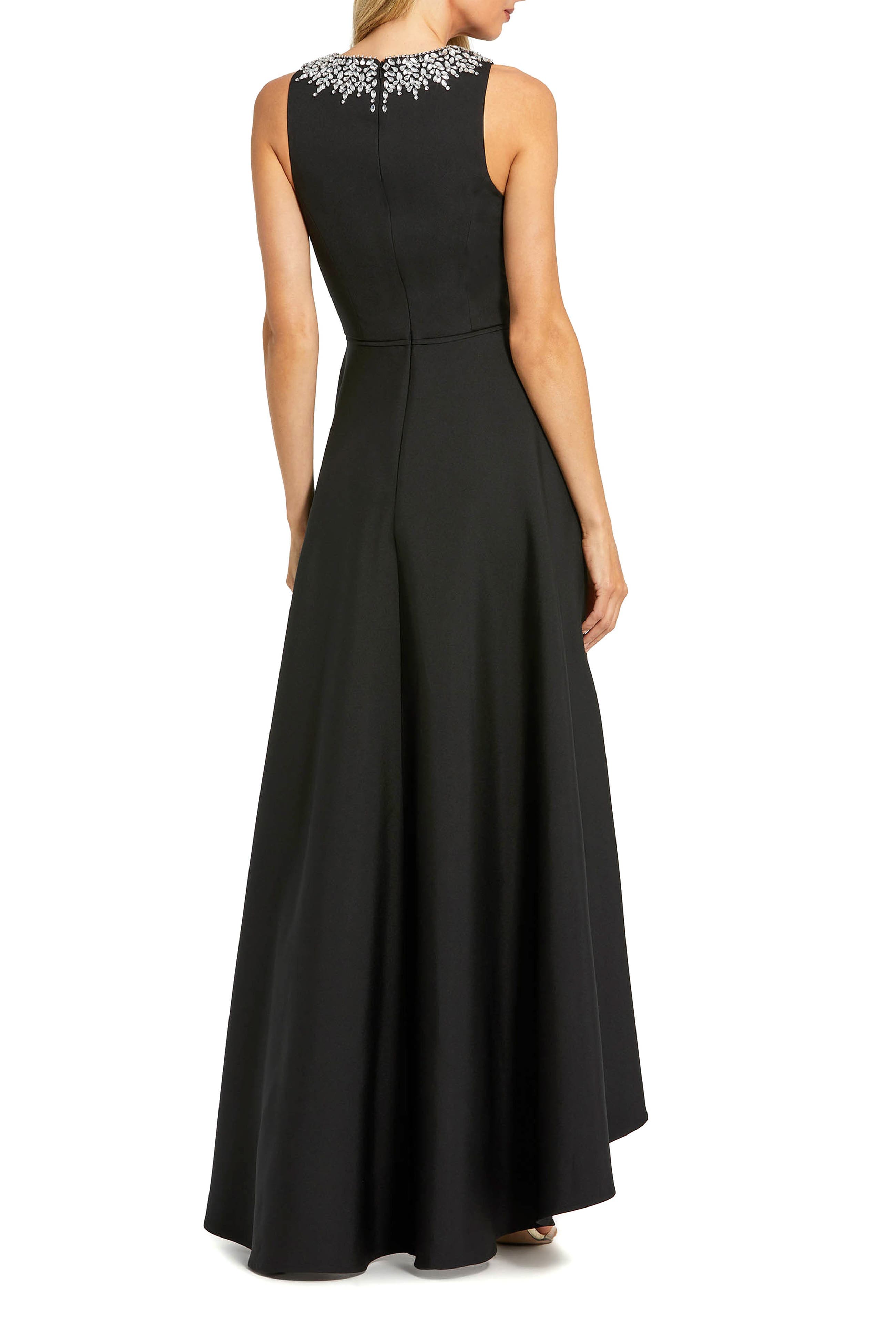 Petite Crepe Embellished Neck High Low Gown - image 2