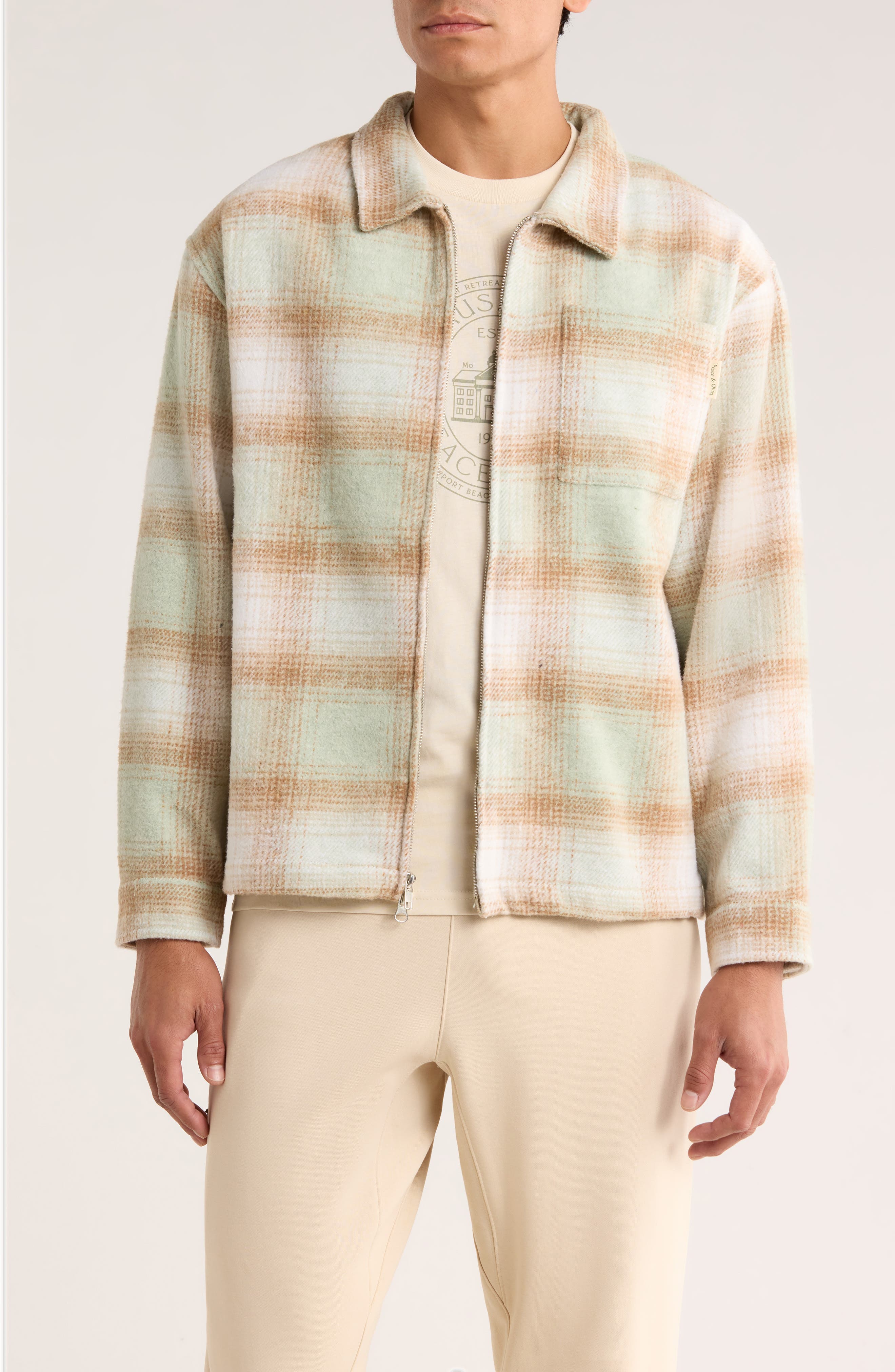 Wordmark Plaid Zip Shirt Jacket - image 1