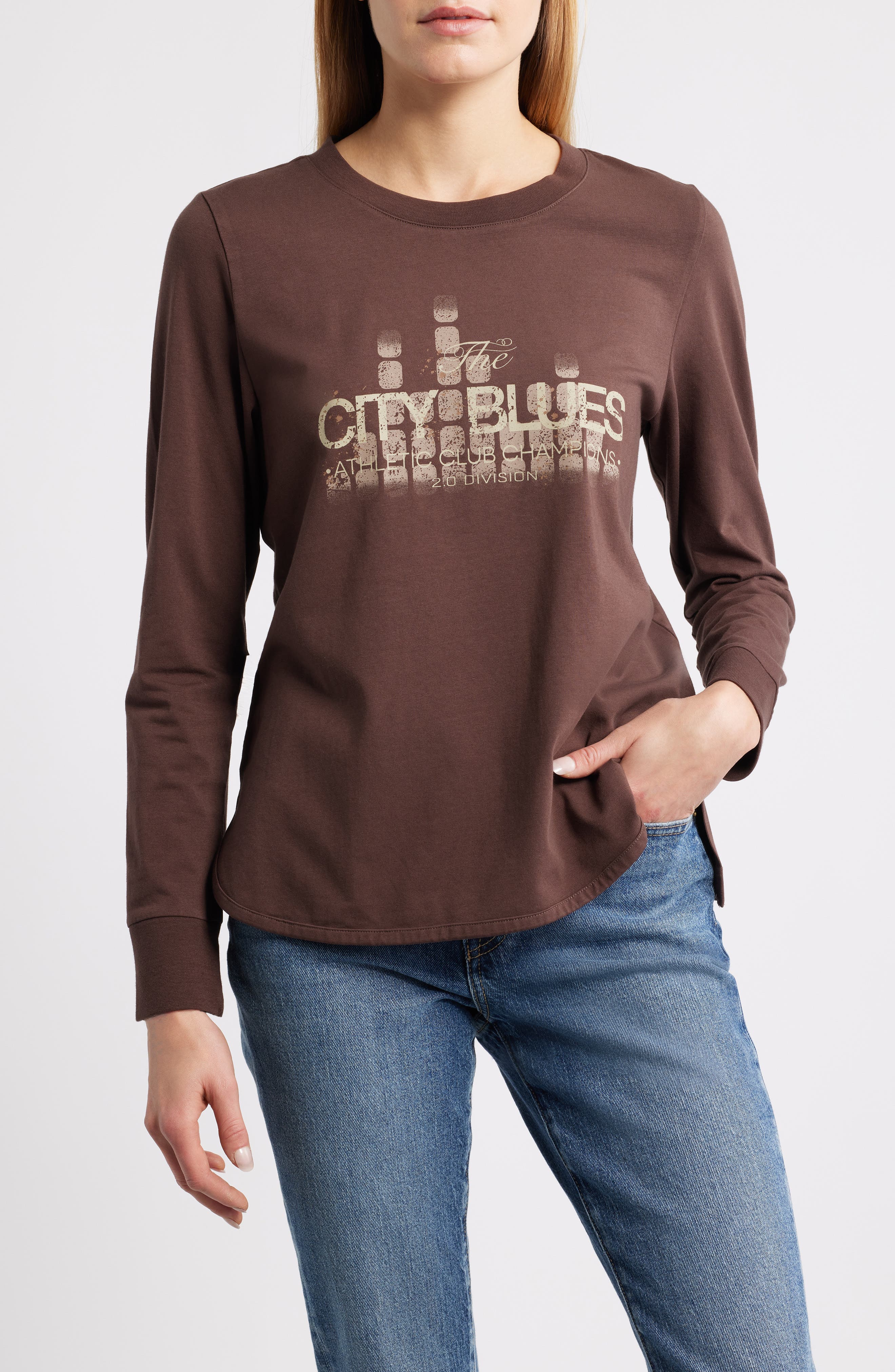 Graphic Print Cotton Blend Top - image 1