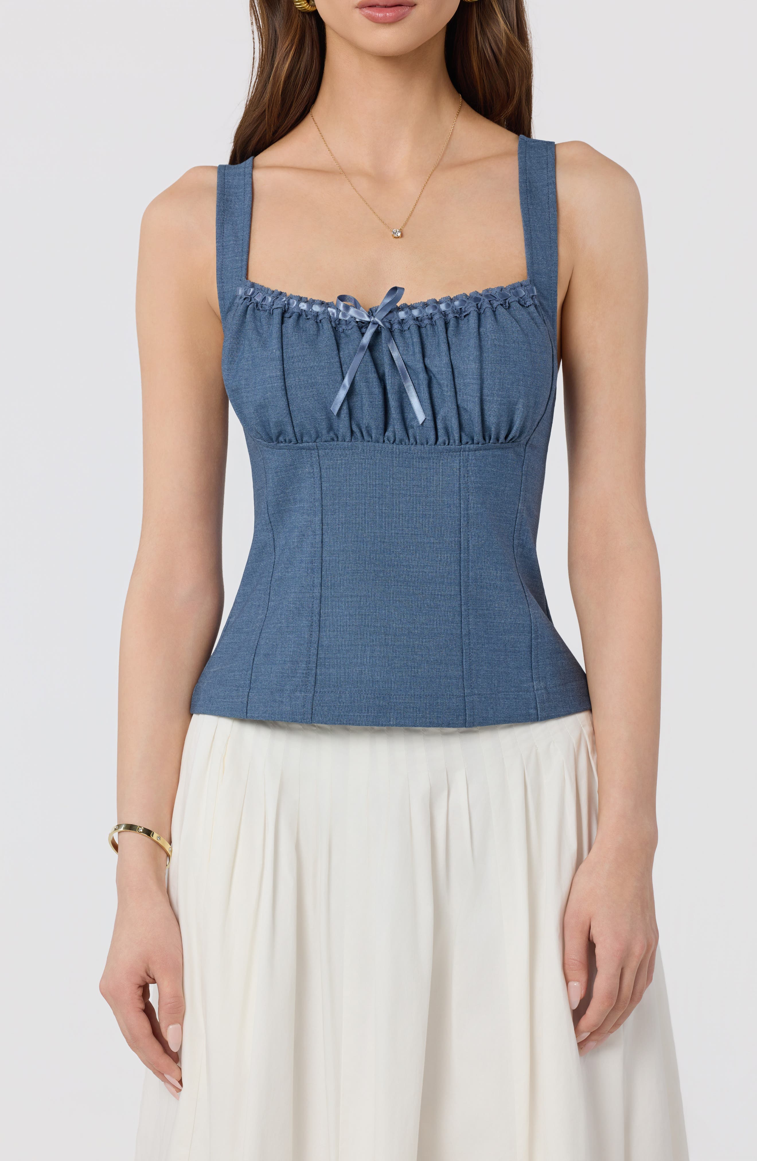 Lace Trim Milkmaid Top - image 5
