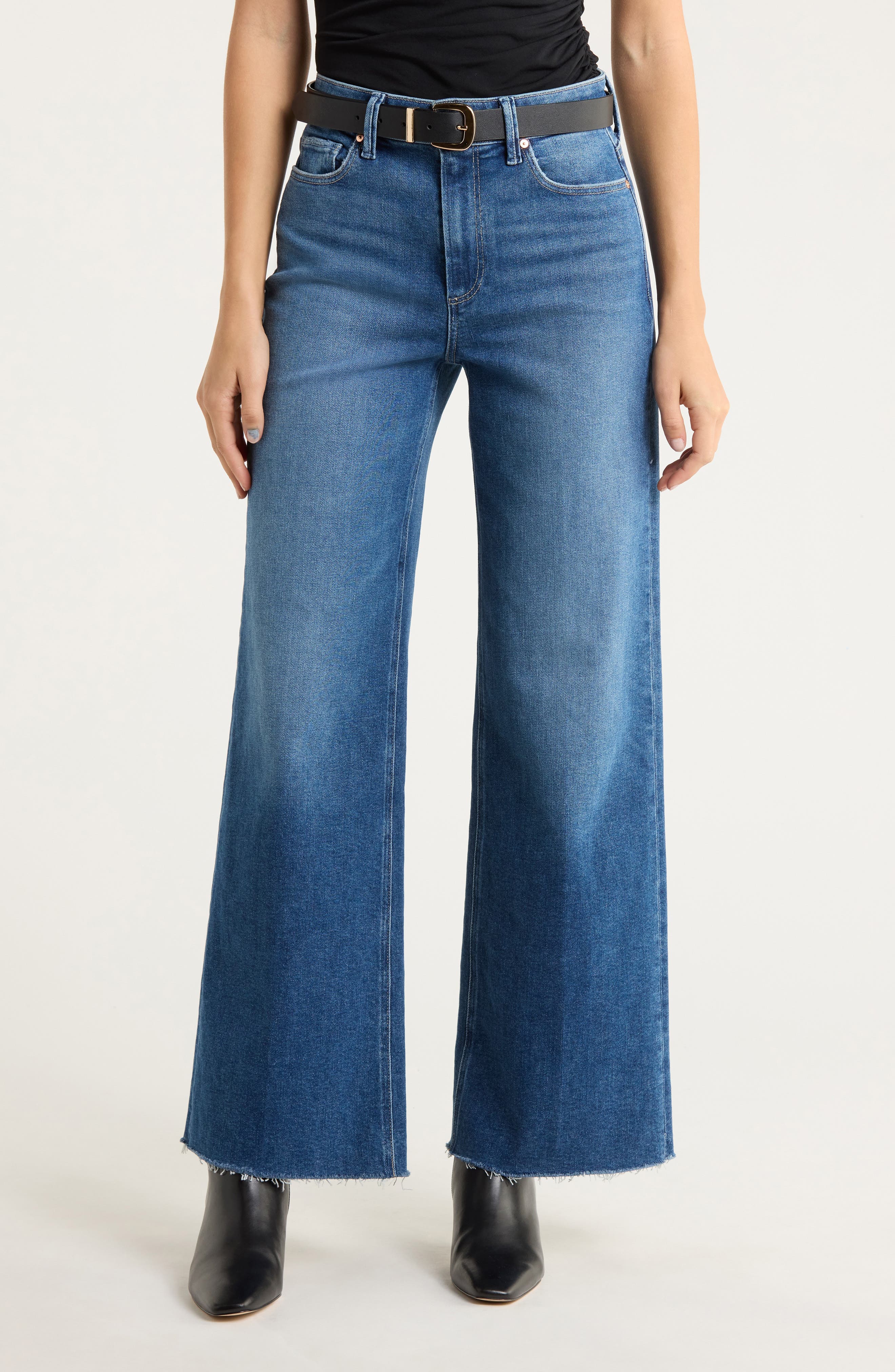Anessa High Waist Raw Hem Wide Leg Jeans - image 1