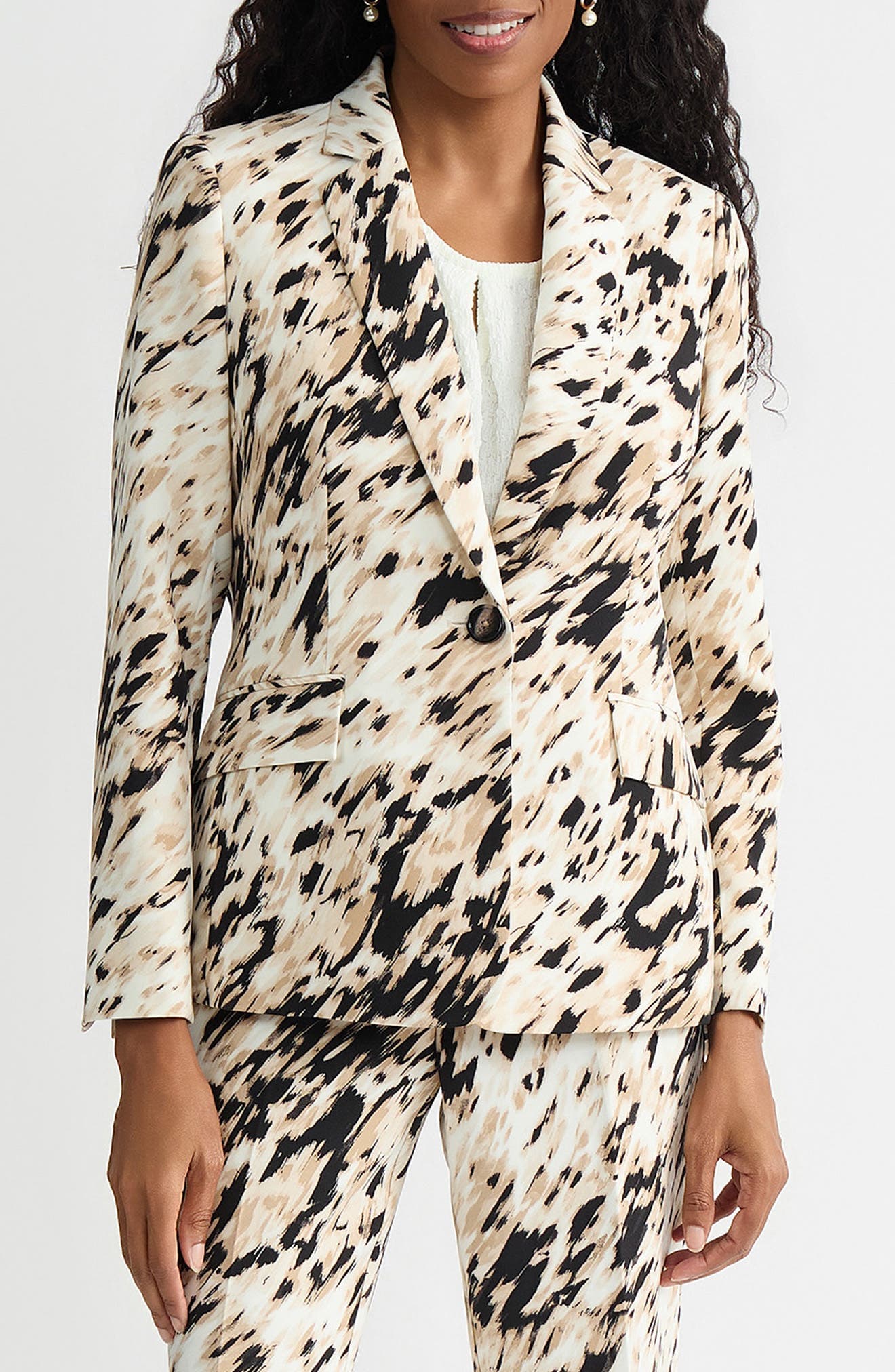 Print One-Button Jacket - image 1