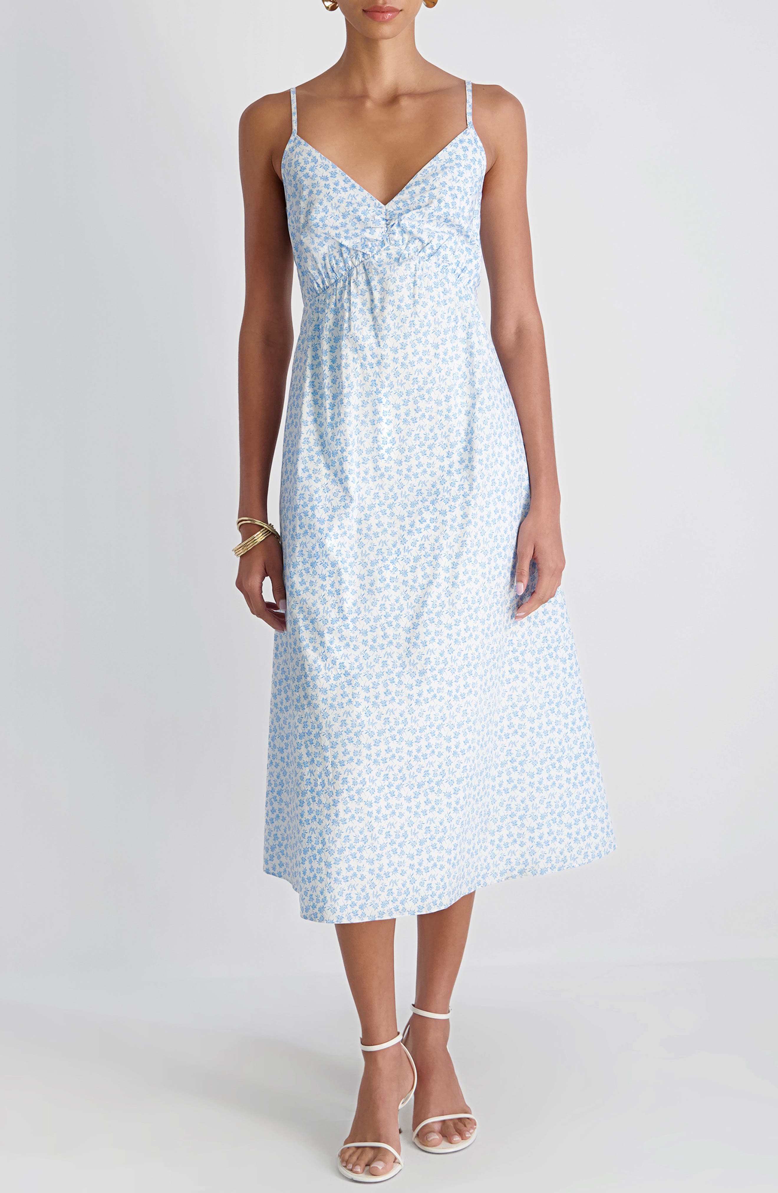 Rhodes Poplin Floral Print Midi Dress - image 1