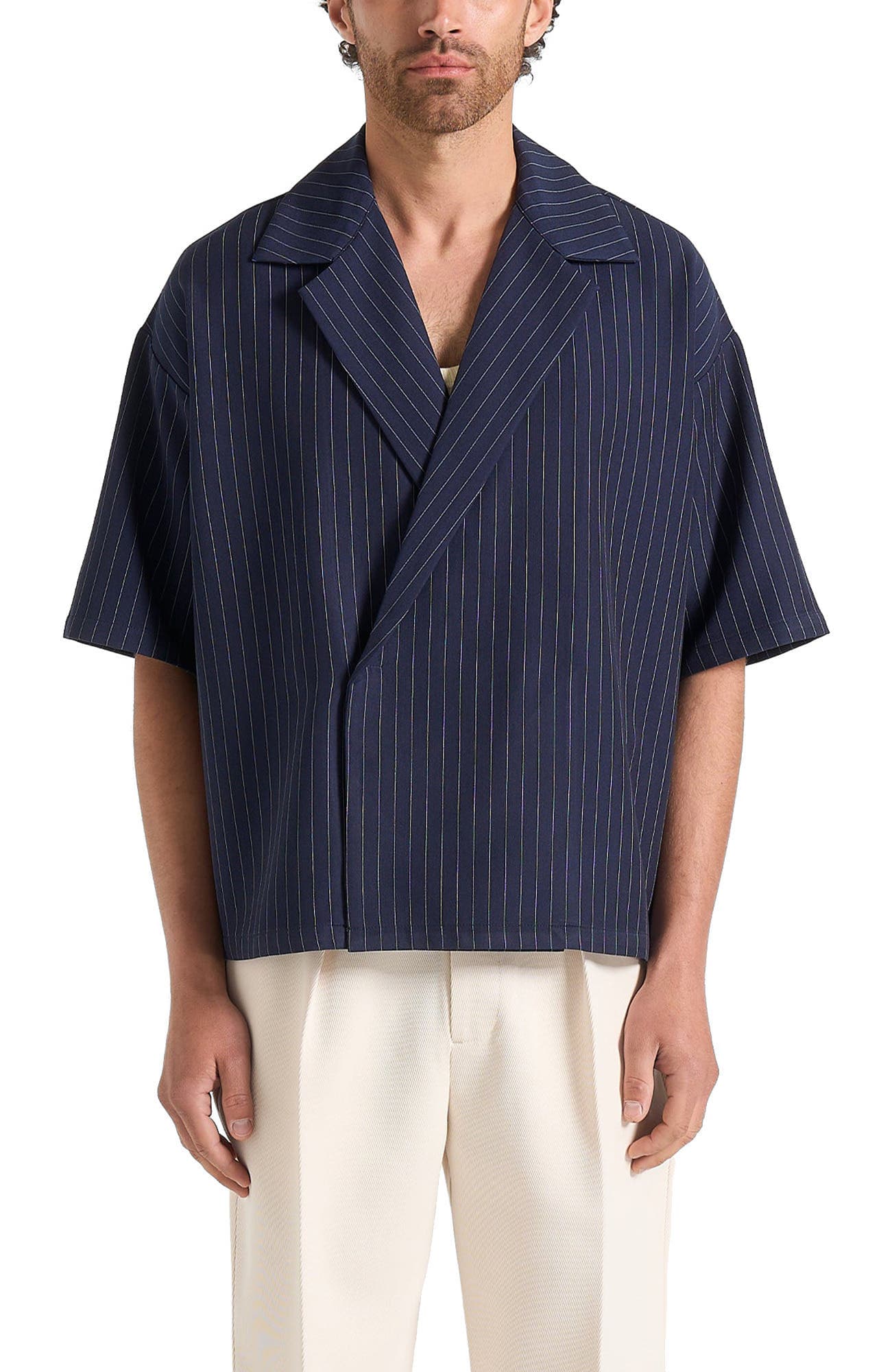 Abel Boxy Pinstripe Double Breasted Shirt - image 3