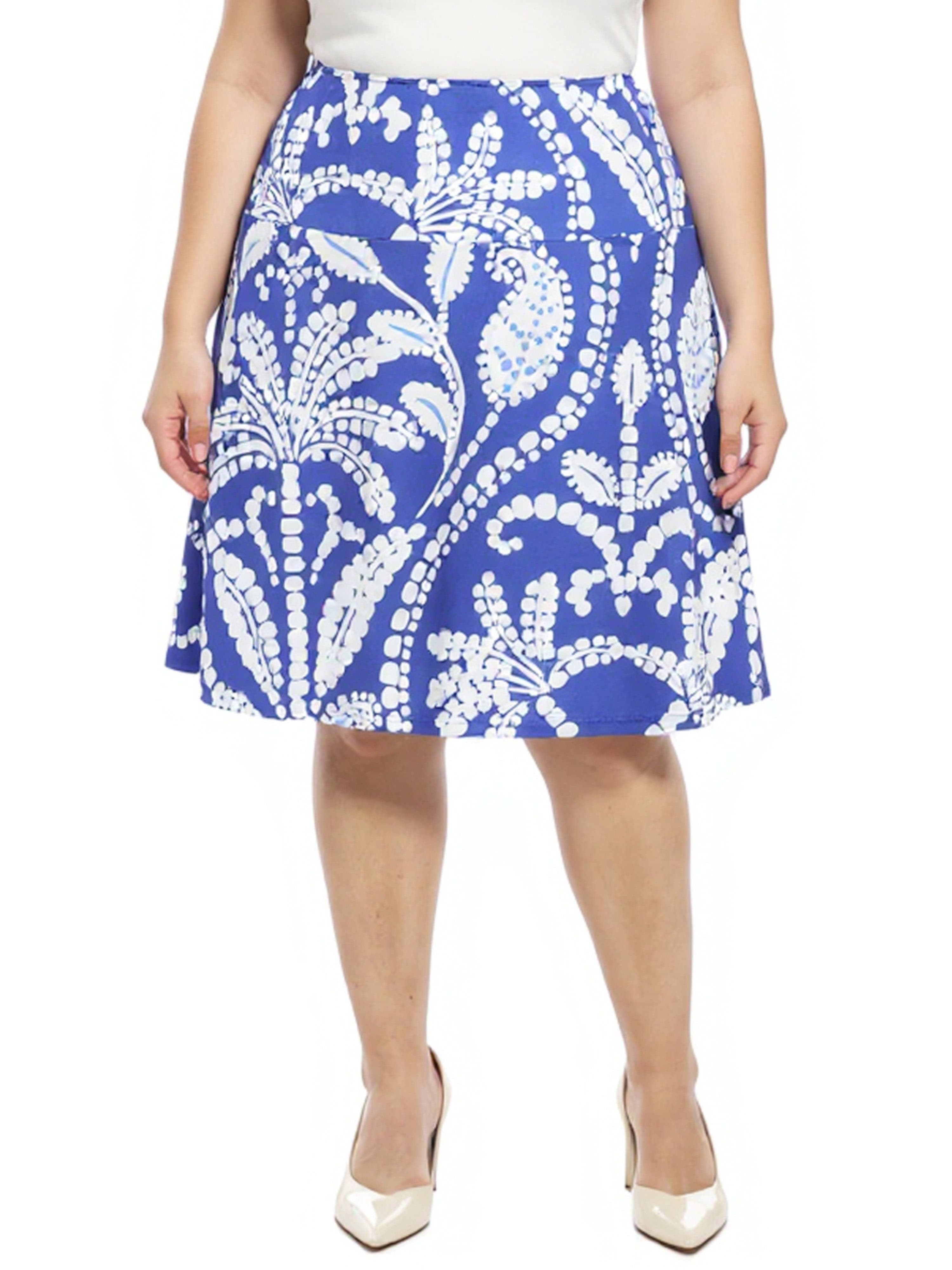 Plus Size Paisley Elastic Waist Knee Length A-Line Skirt - image 1