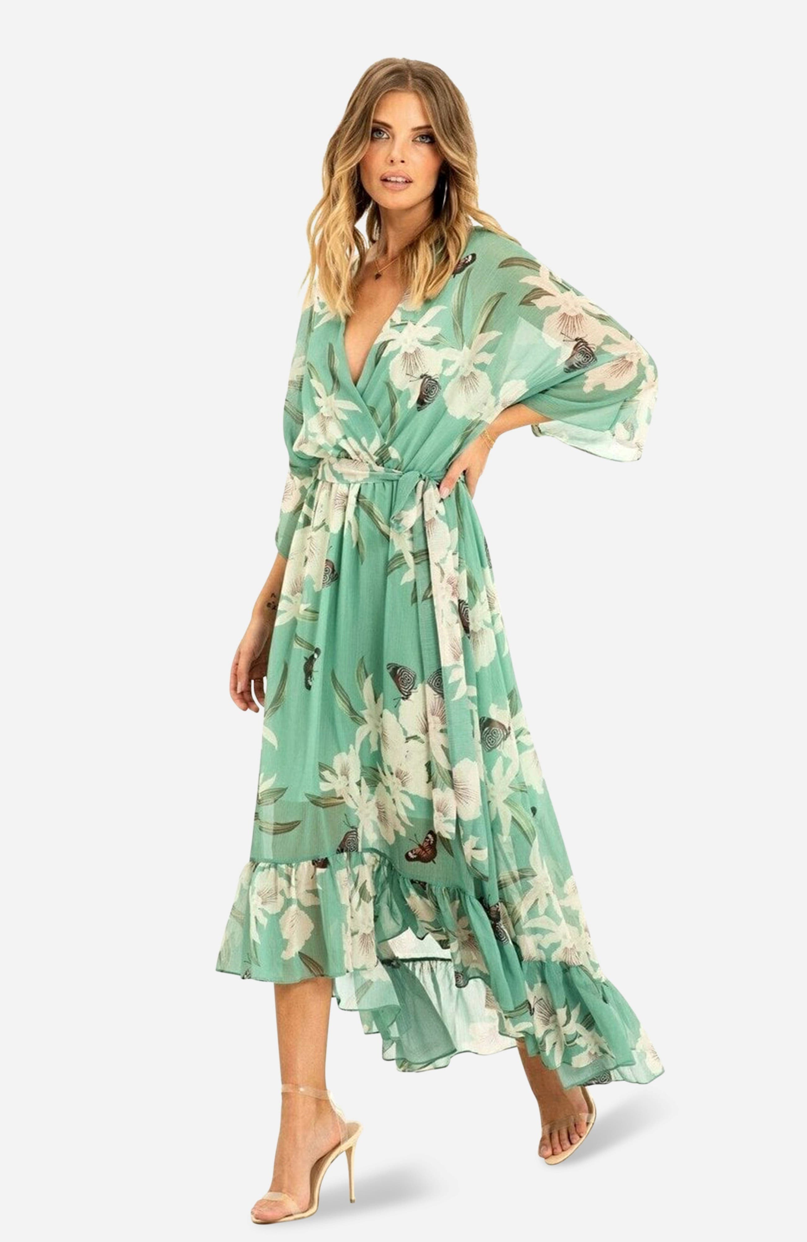 Dip Hem Sleeve Dress - image 1