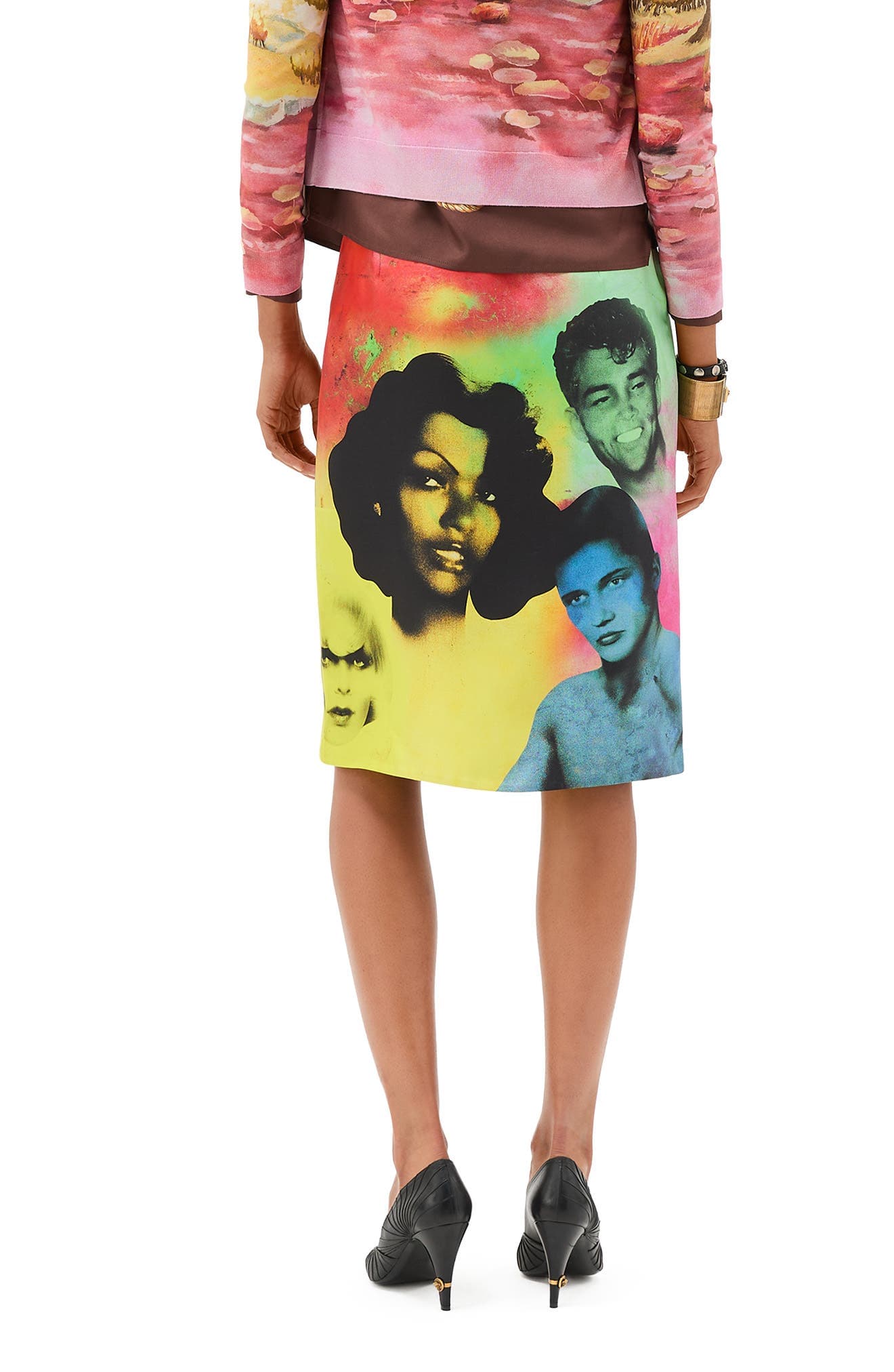 Print Silk Twill Pencil Skirt - image 2