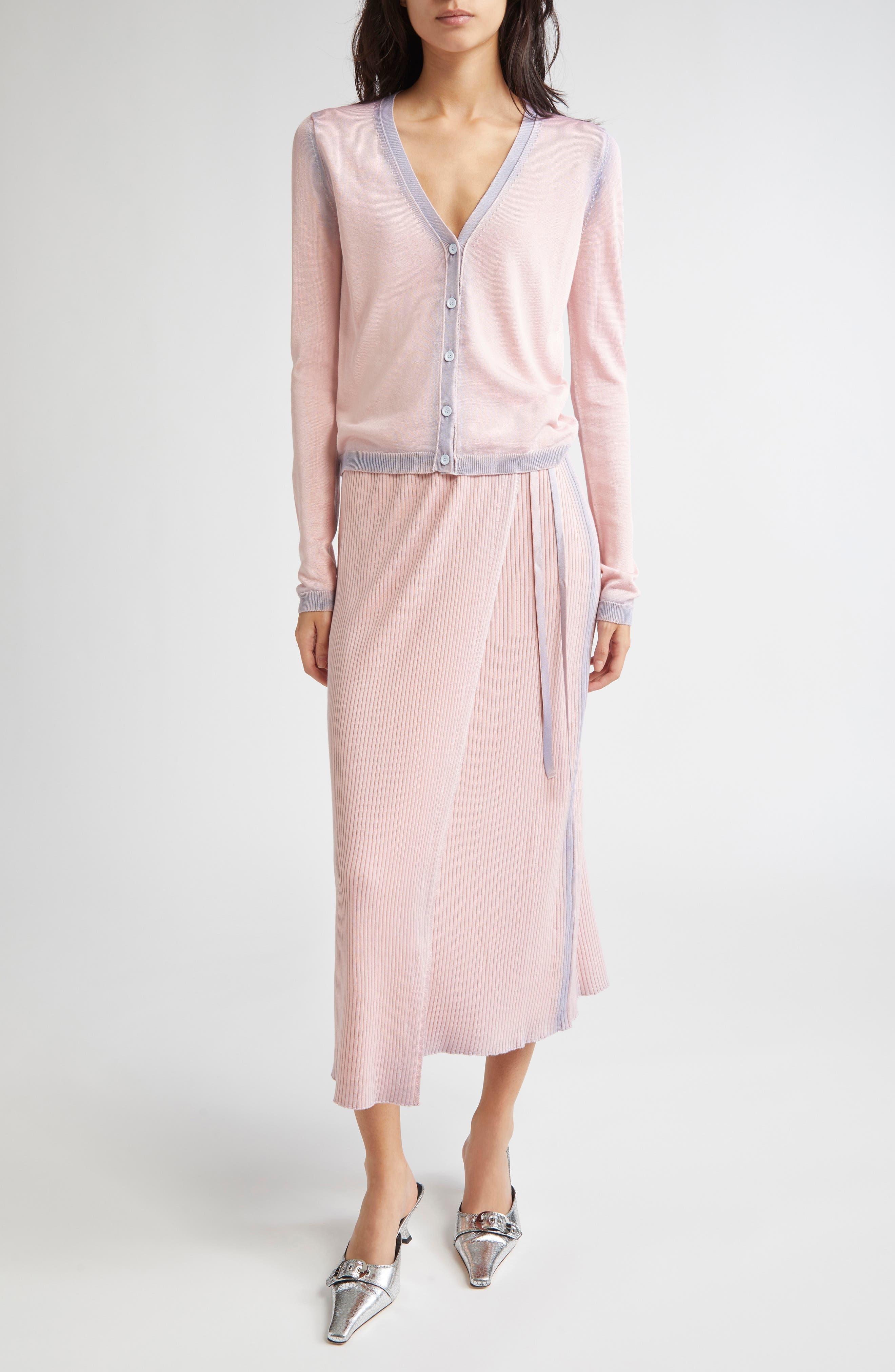 Ombre Rib Knit Wrap Skirt - image 2