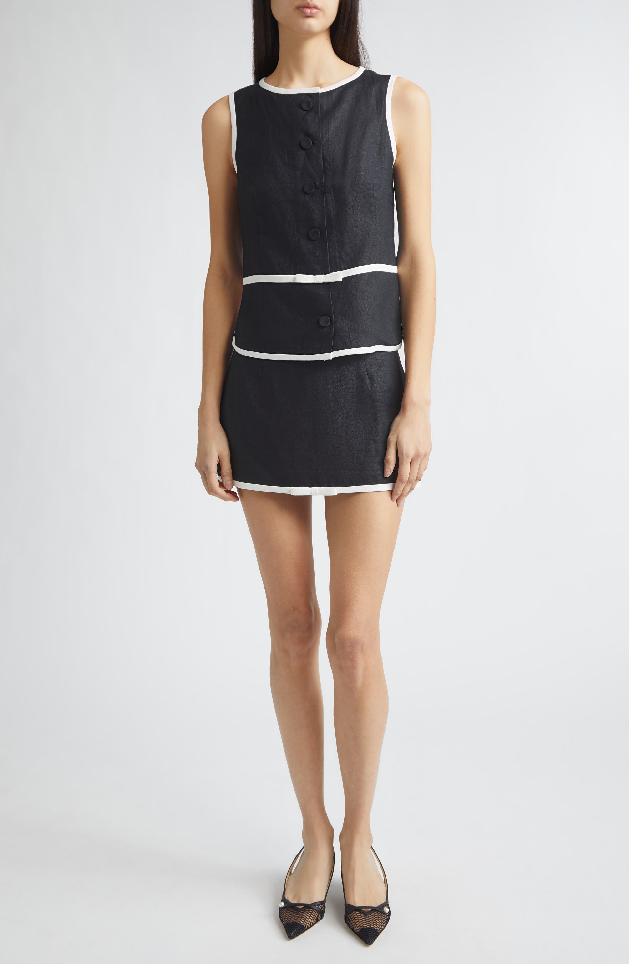Gender Inclusive Paula Linen Bow Miniskirt - image 2