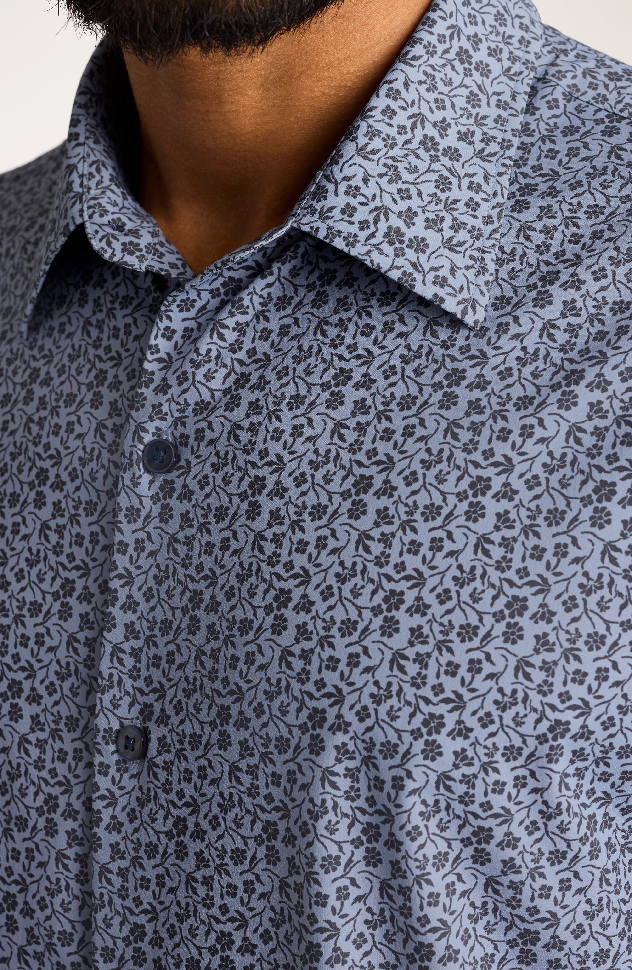 Tech Slim Fit Floral Short Sleeve Button-Up Shirt - image 2