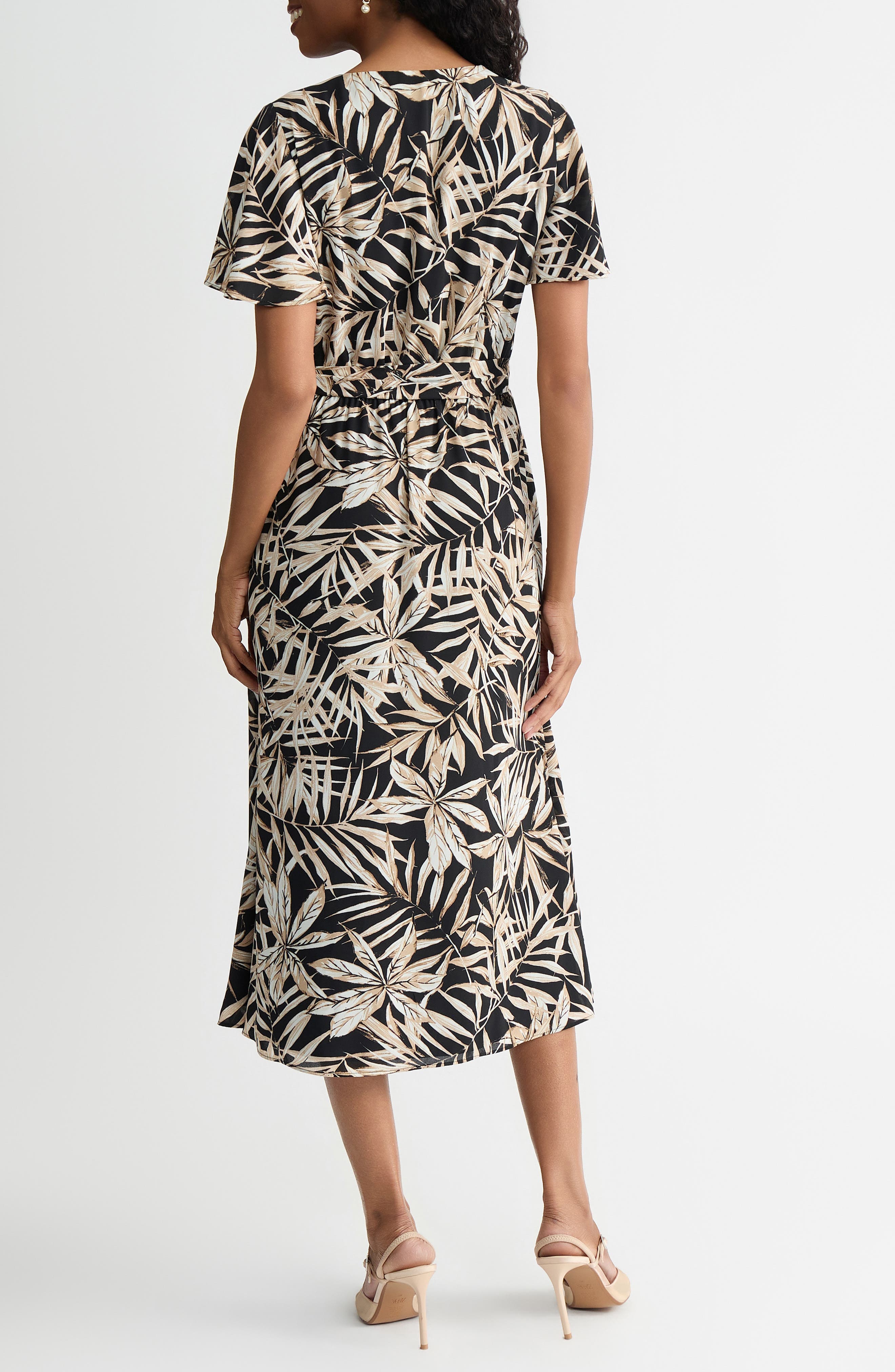 Print Flutter Sleeve Midi Dress - image 2