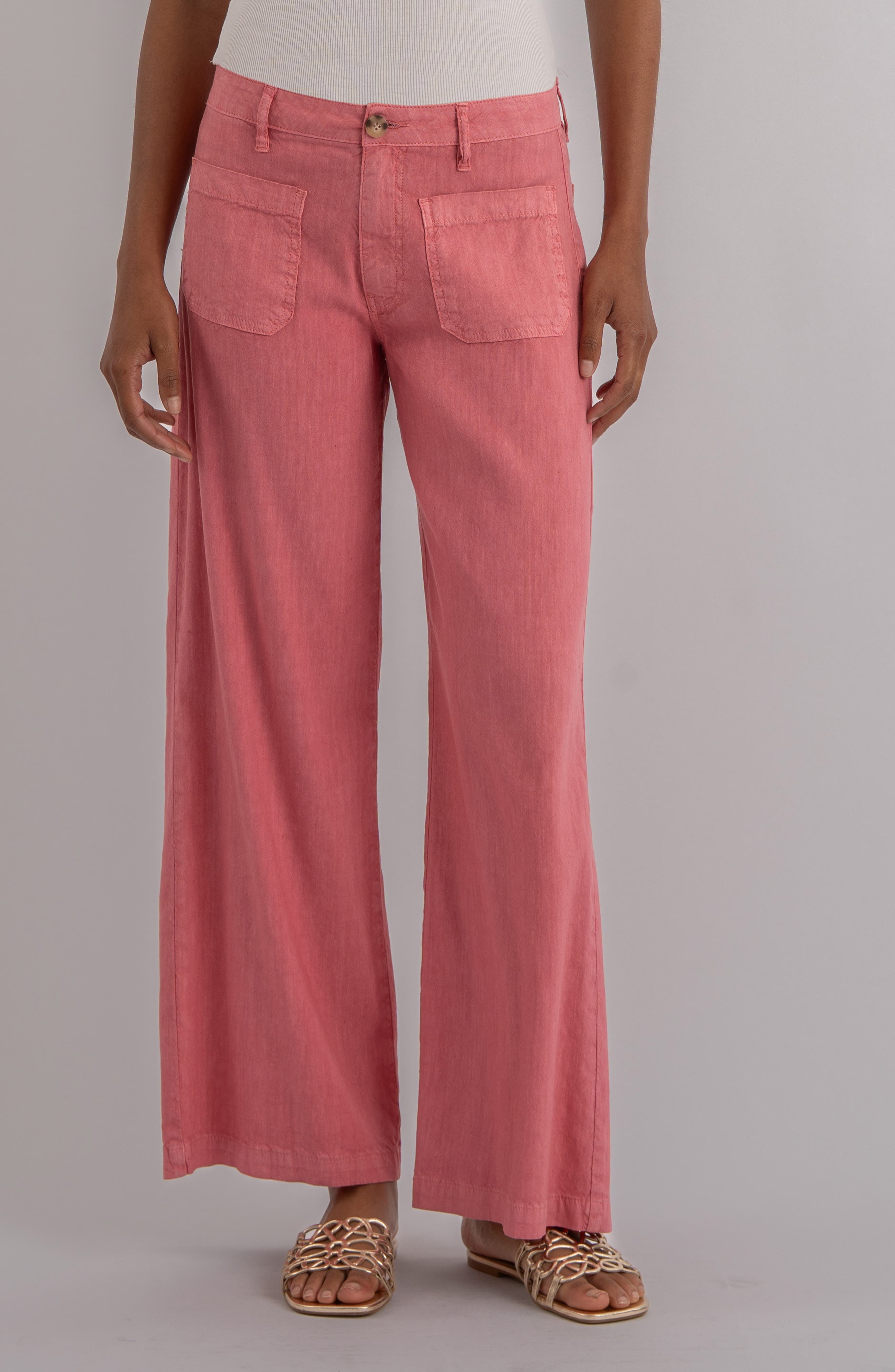 Meg Patch Pocket High Waist Wide Leg Linen Blend Pants - image 5
