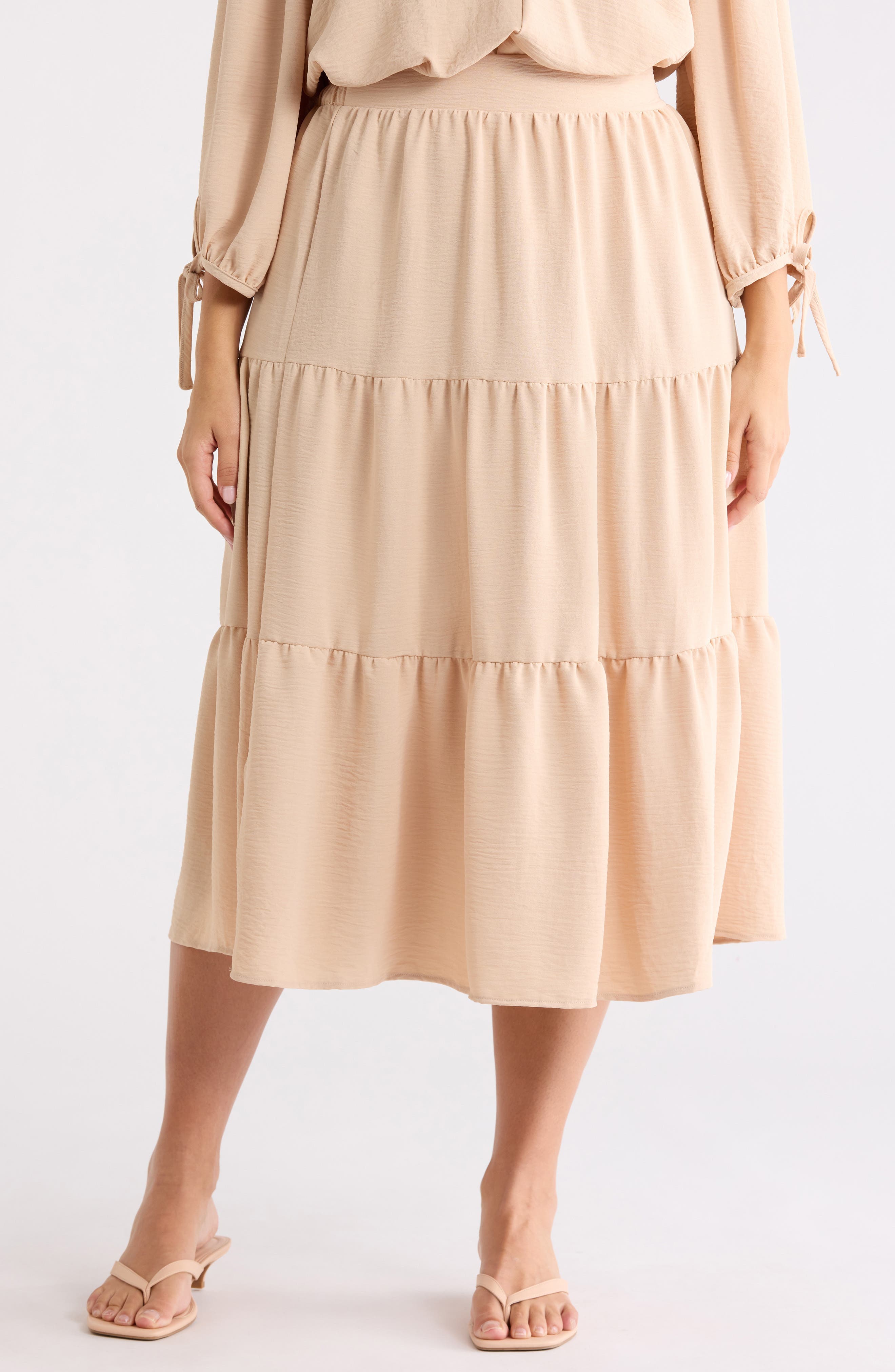 Tiered Pull-On Midi Skirt - image 1