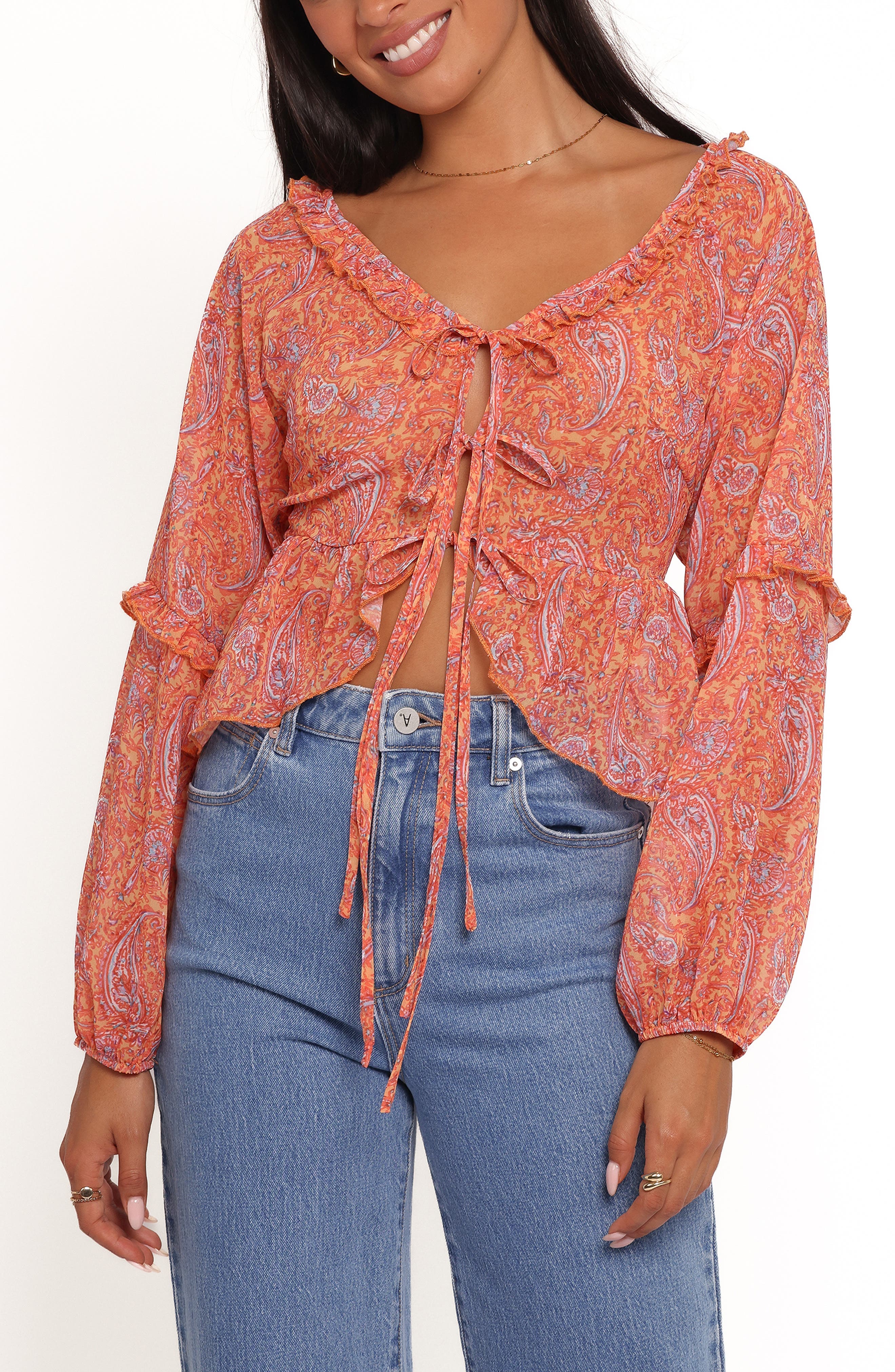 Isolt Paisley Print Tie Front Shirt - image 1