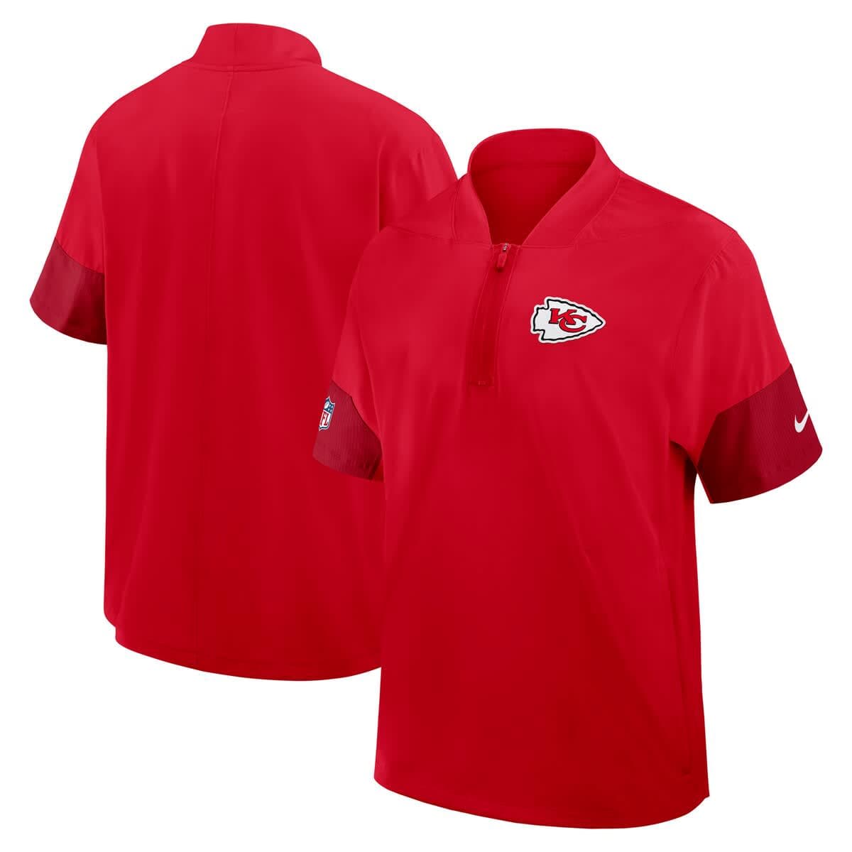 Men's Nike Red Kansas City Chiefs Sideline Short Sleeve Quarter-Zip Performance Coach Jacket