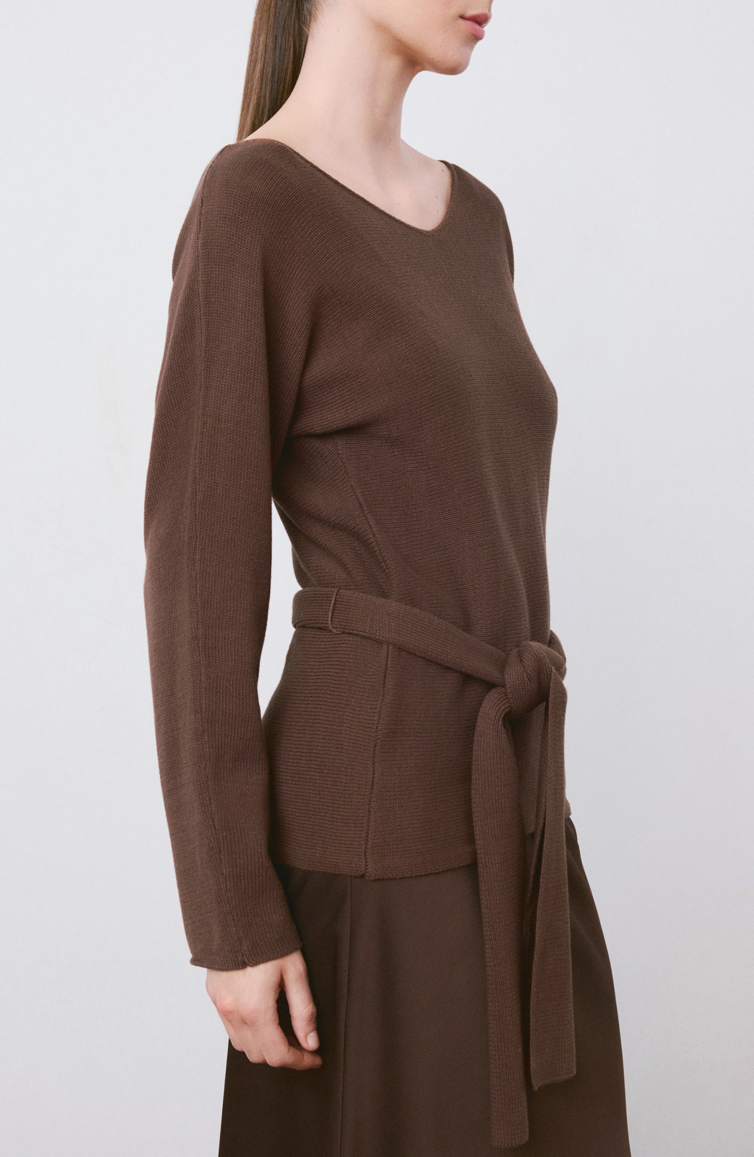 Long Sleeve Belt Sweater - image 1