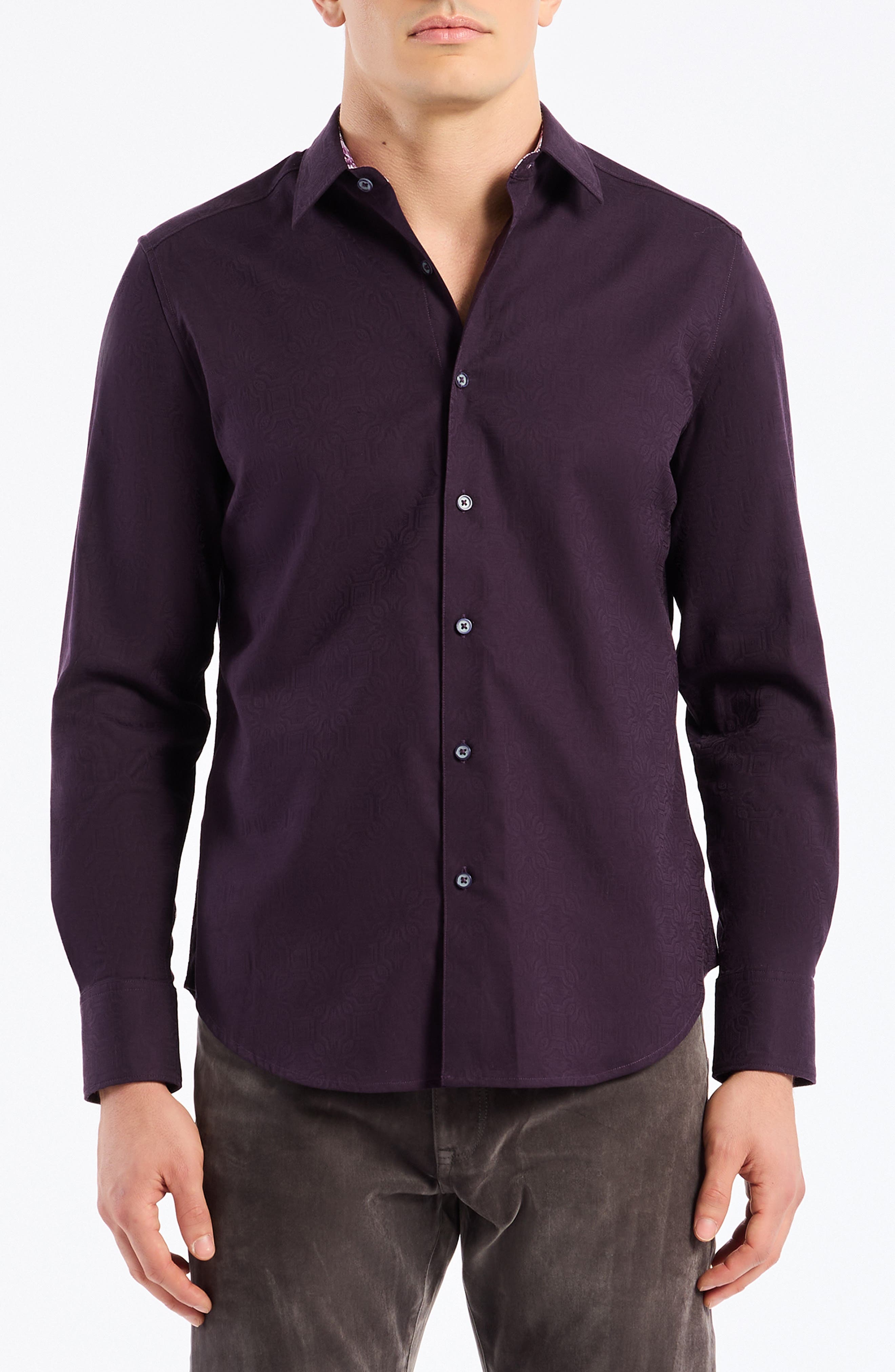 Odyssey Geo Jacquard Stretch Cotton Button-Up Shirt - image 1