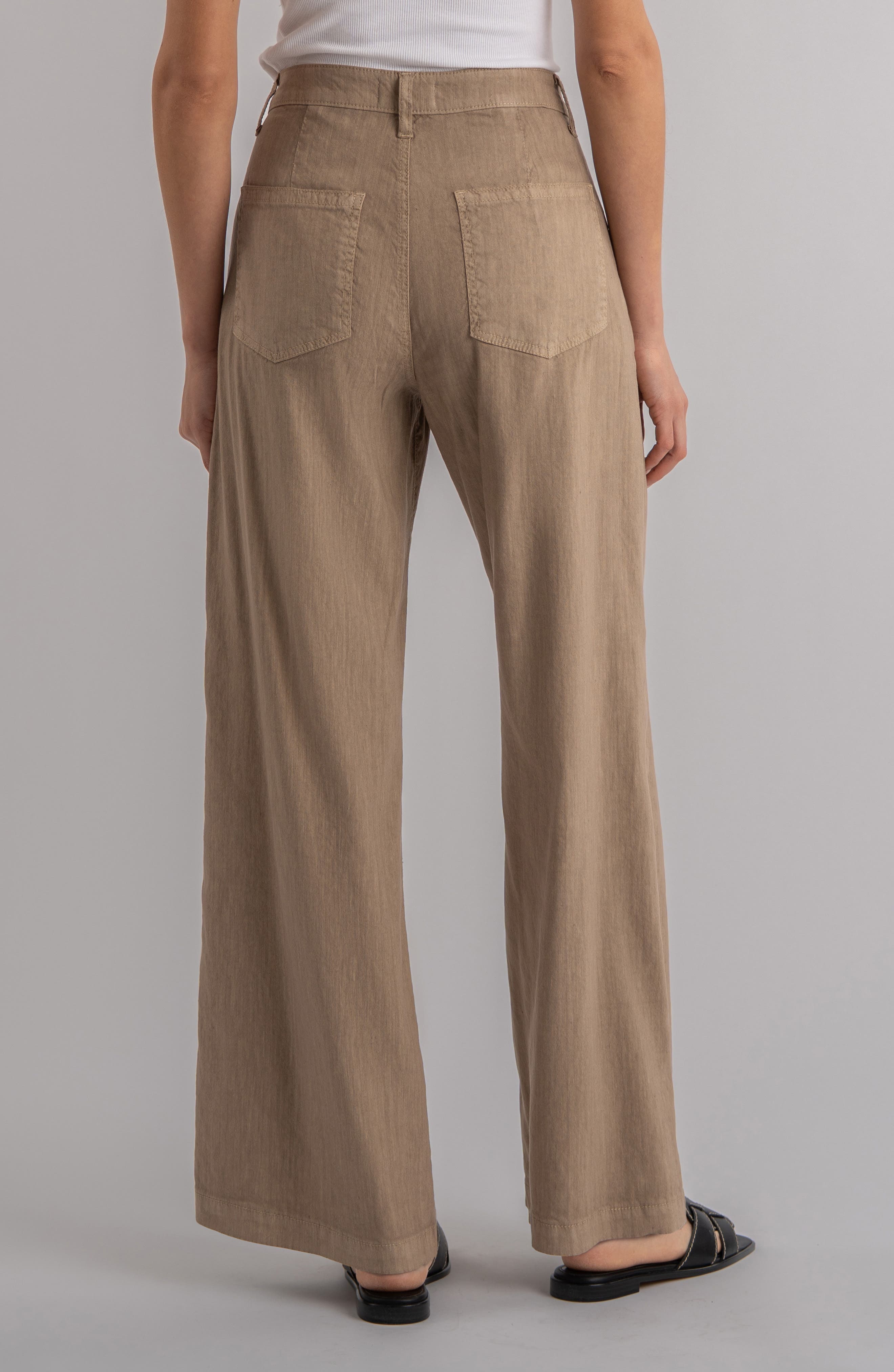 Meg Patch Pocket High Waist Wide Leg Linen Blend Pants - image 4