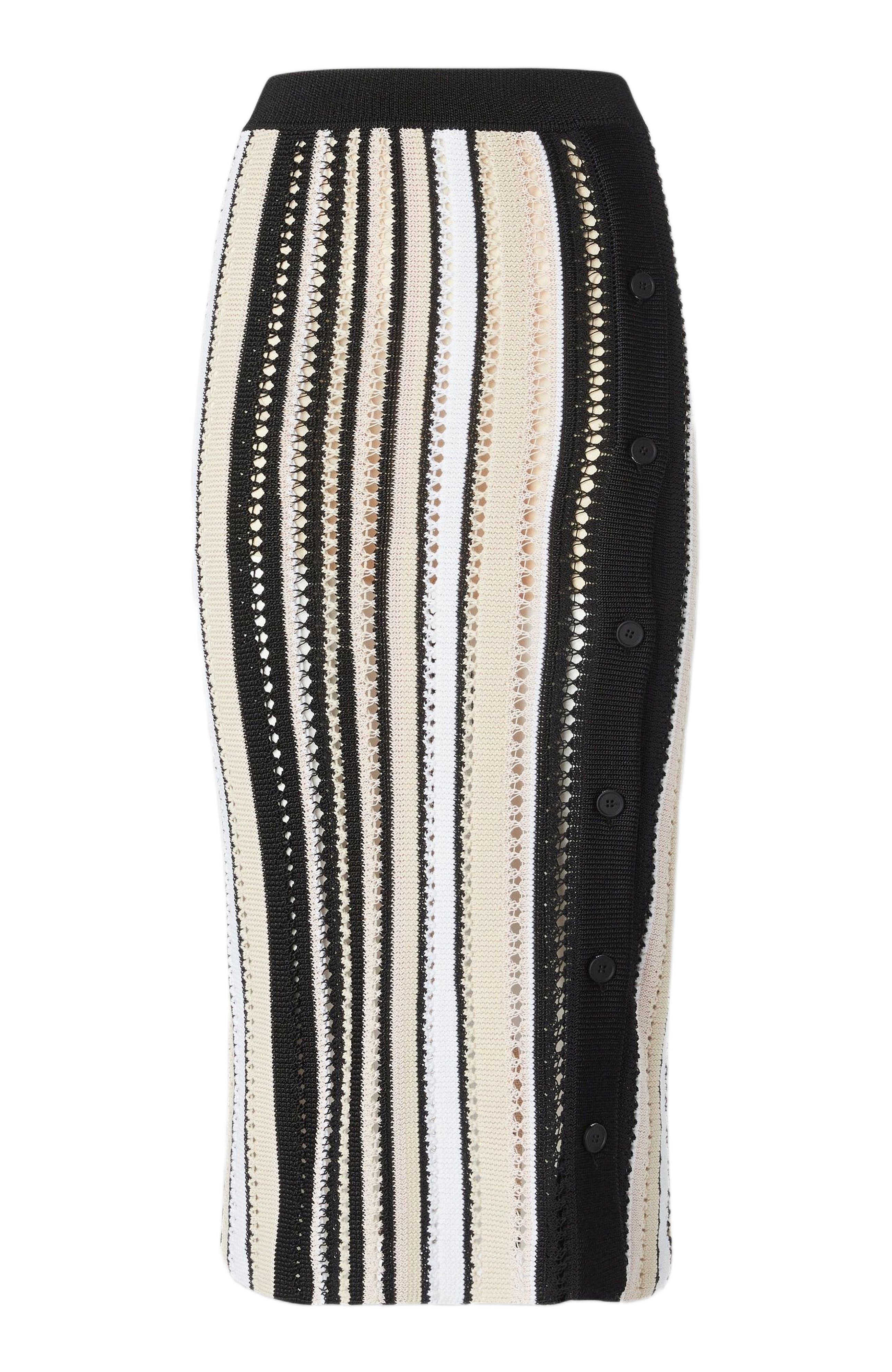 Striped Crochet Midi Skirt With Side Buttoning - image 2