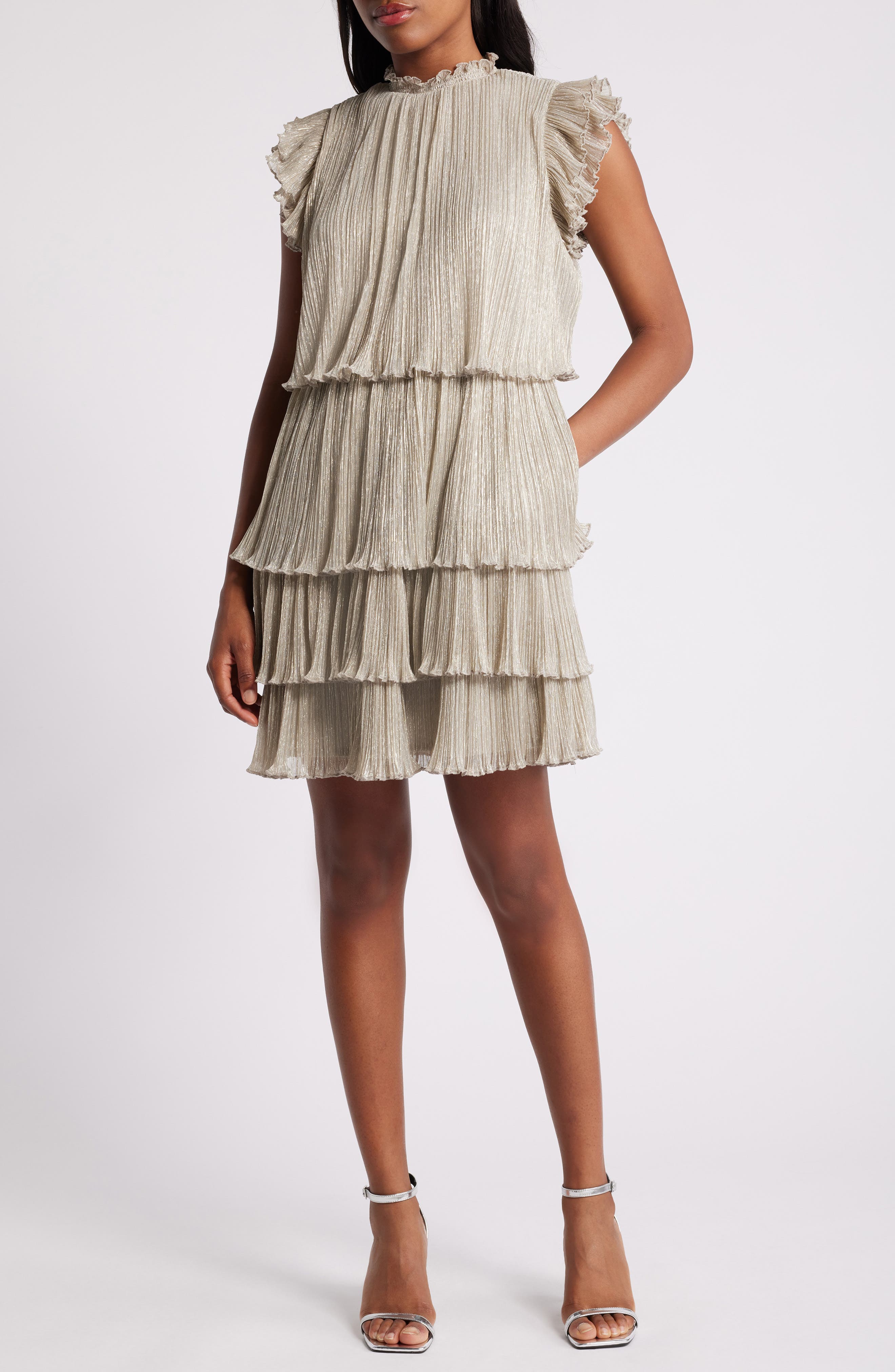 Metallic Tiered Minidress - image 1