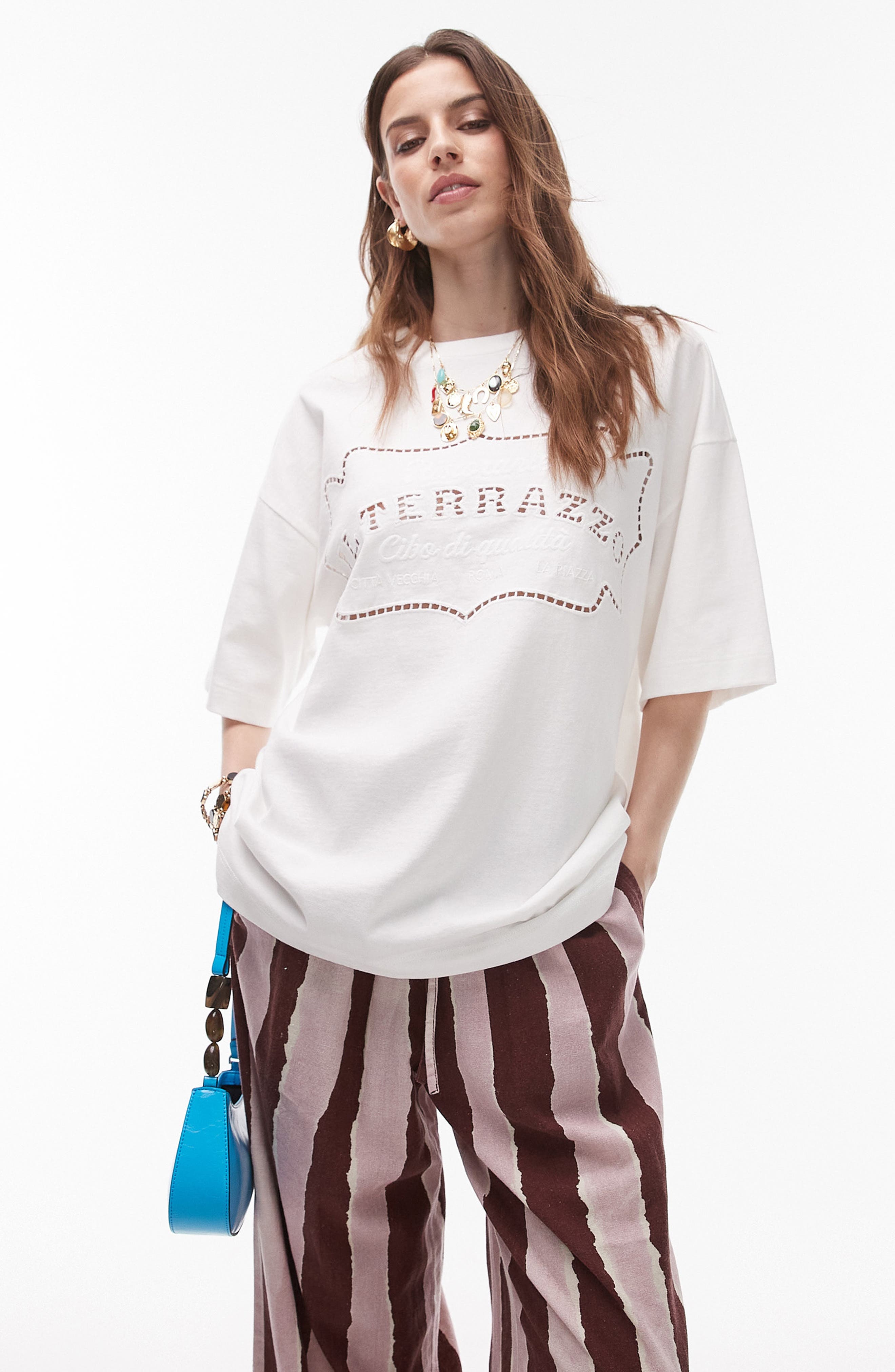La Terezza Open Knit Oversize T-Shirt - image 1