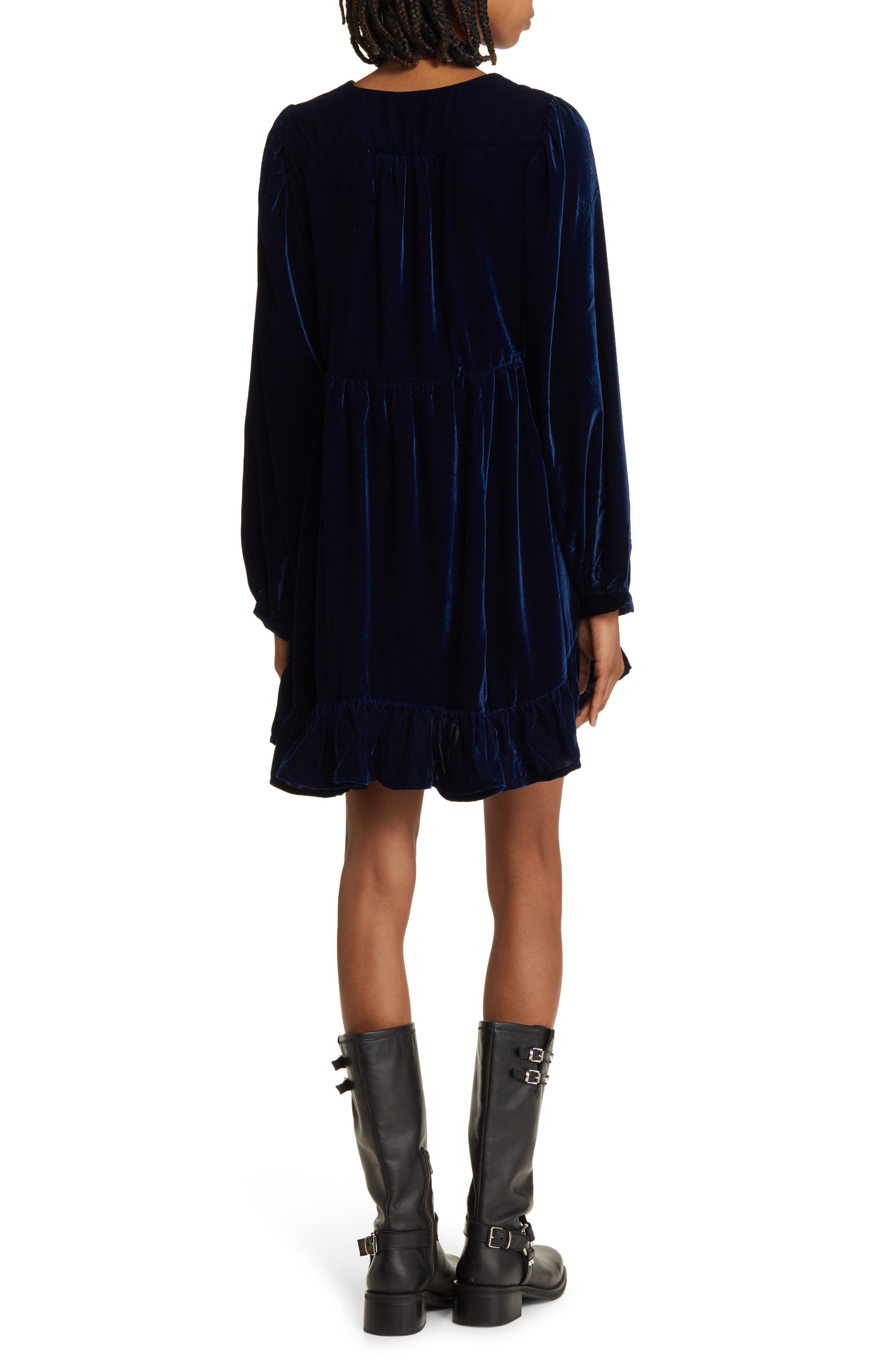 Estella Long Sleeve Velvet Minidress - image 2