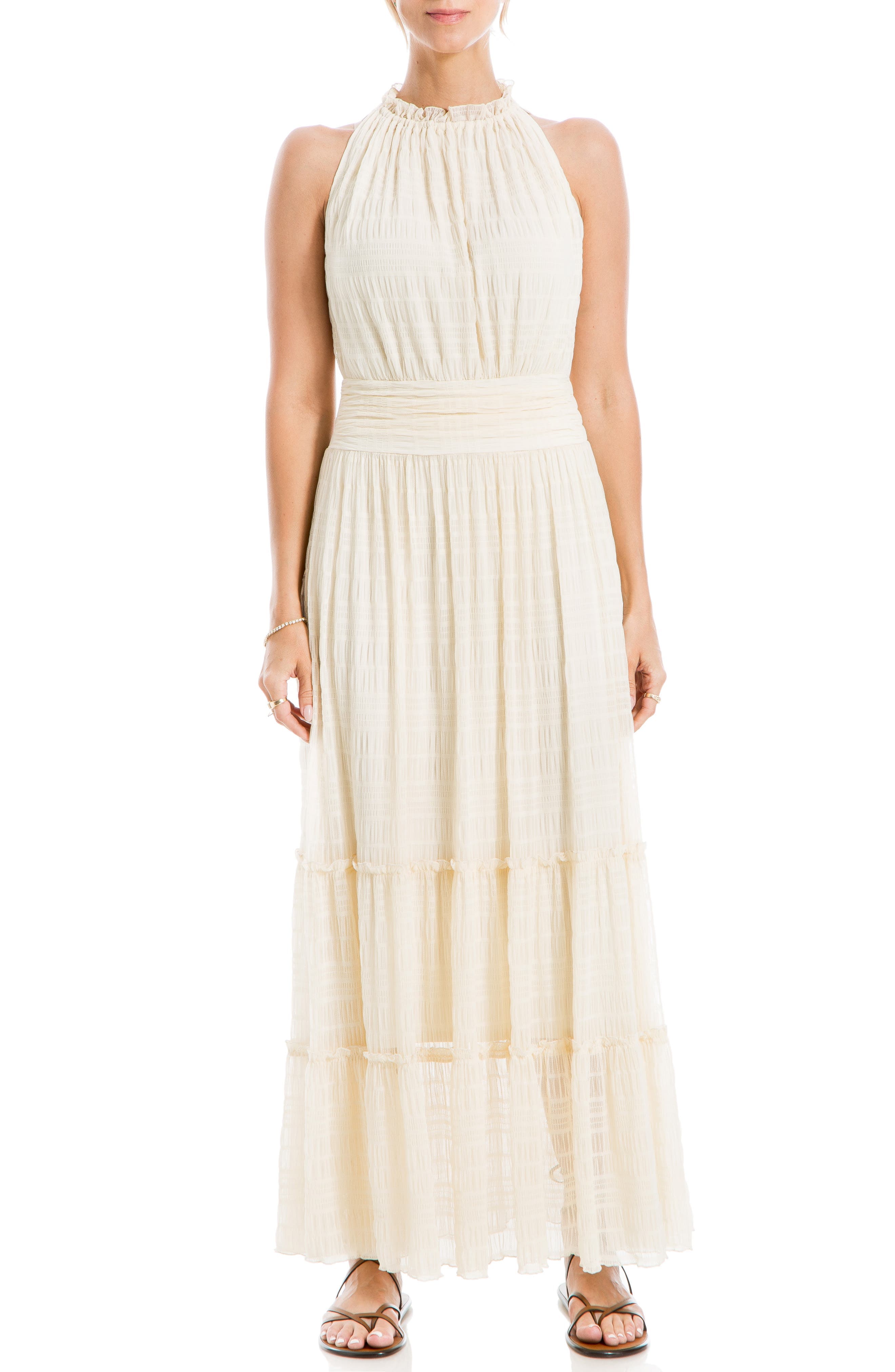 Mock Neck Lace Mesh Dress - image 1