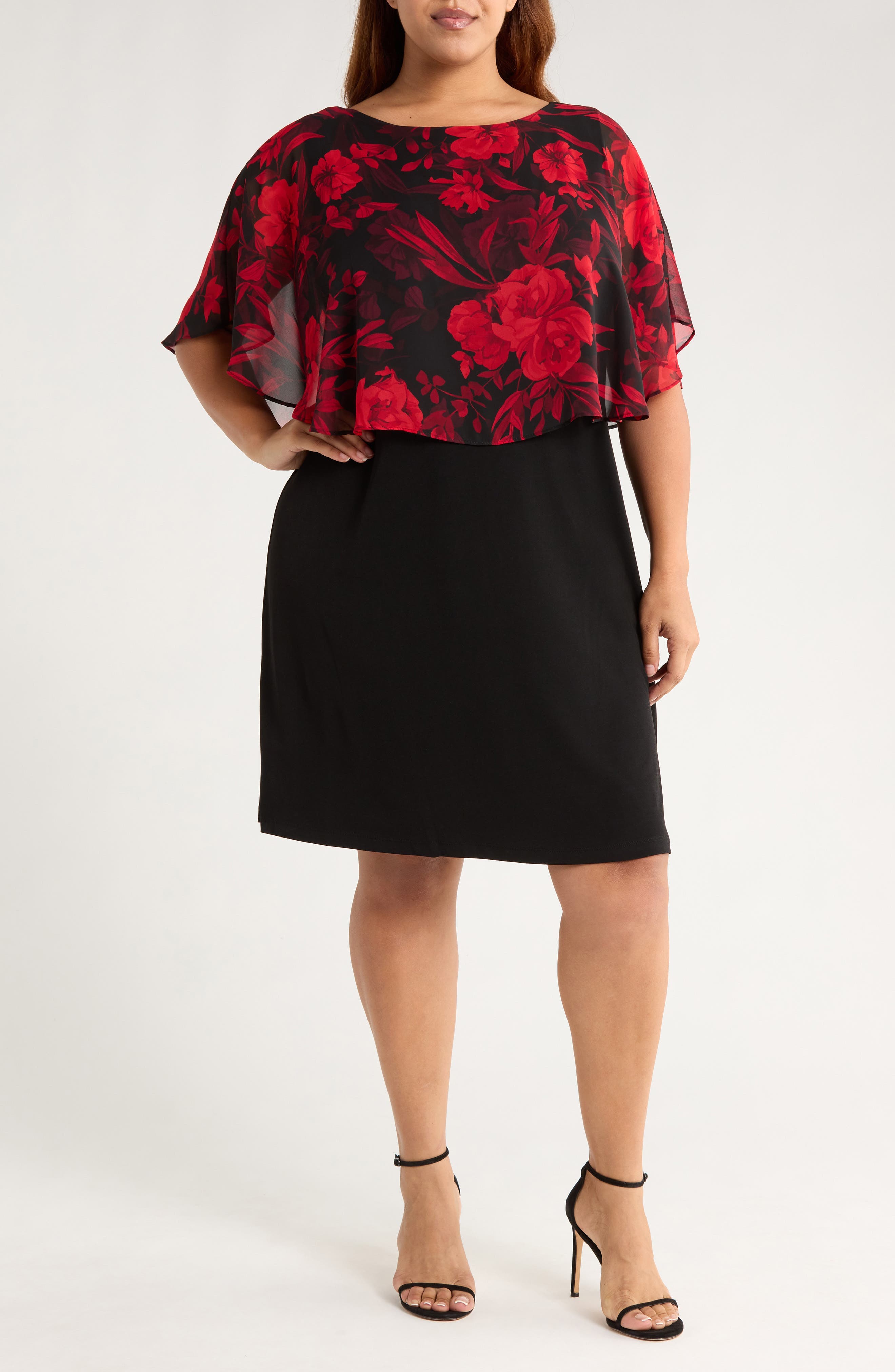 Floral Cape Bodice Dress - image 1