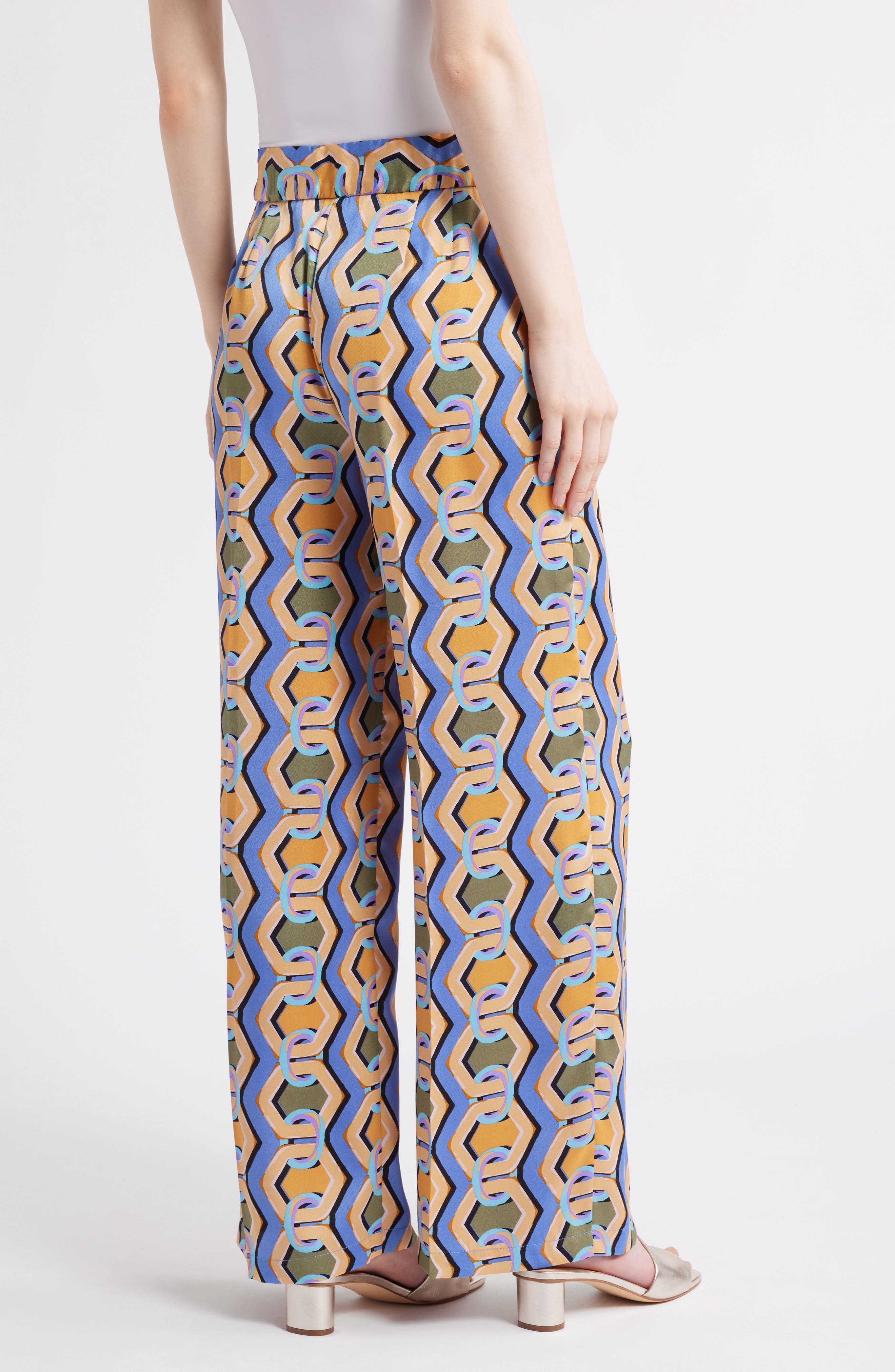 Geo Print Wide Leg Satin Pants - image 2
