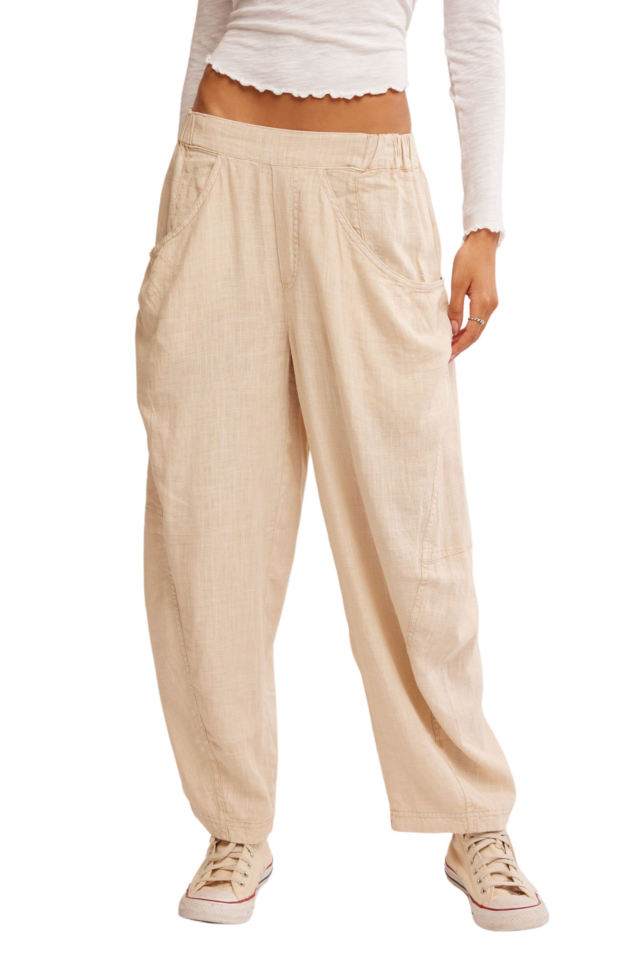 High Road Pull-On Linen Blend Barrel Pants - image 1
