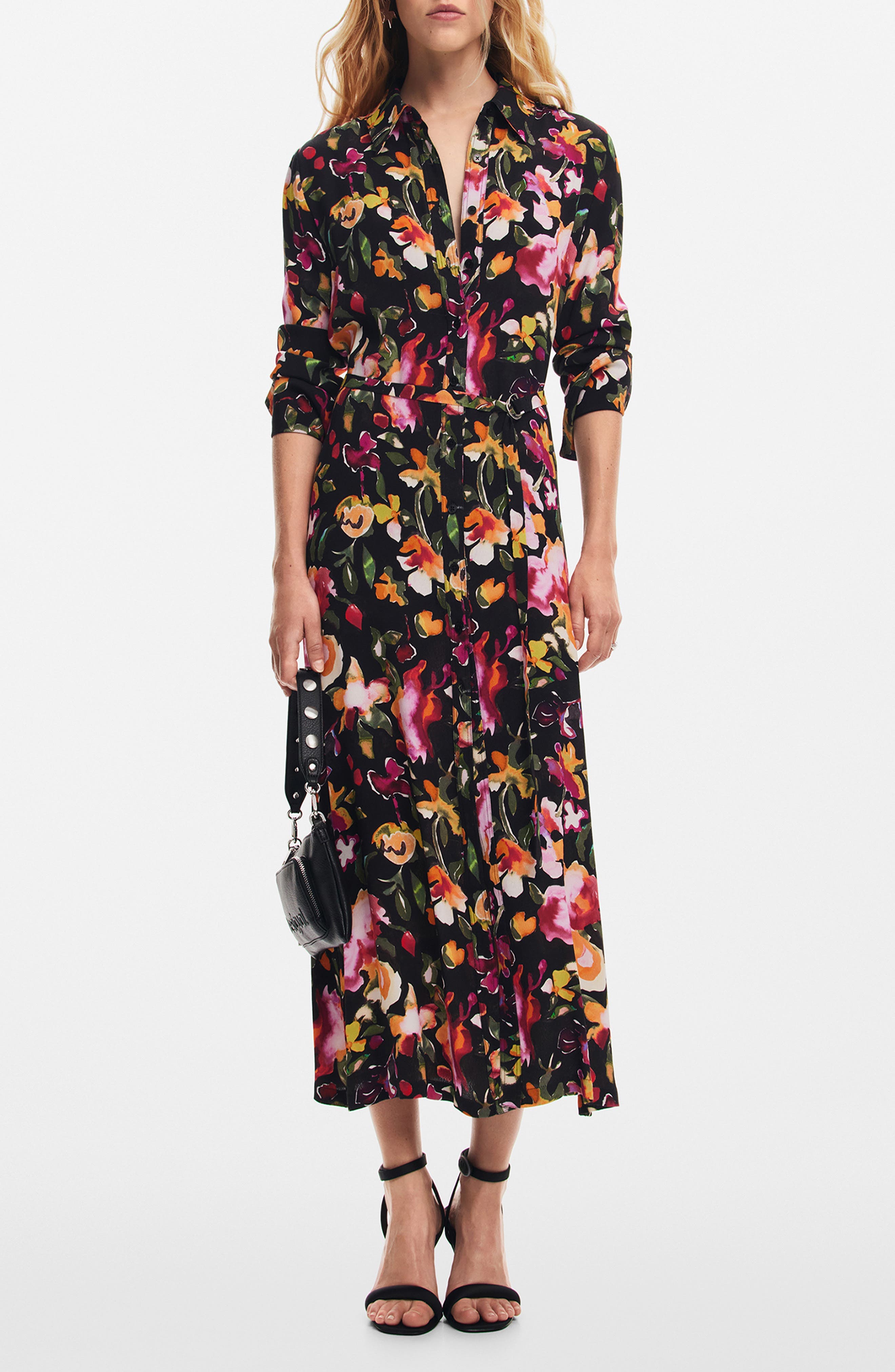 Floral Long Sleeve Maxi Shirtdress - image 1