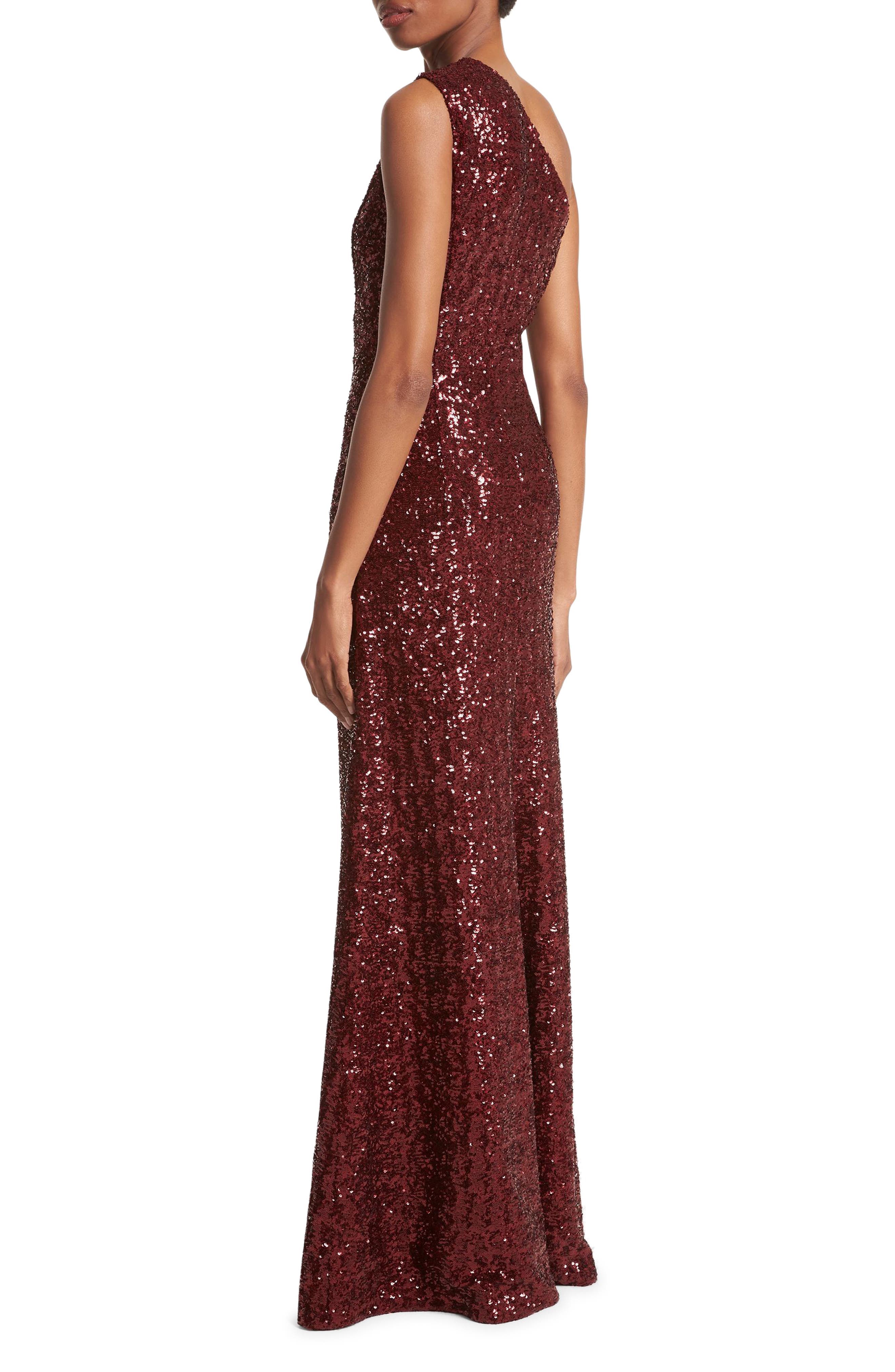 Sequin One Shoulder A-Line Gown - image 2