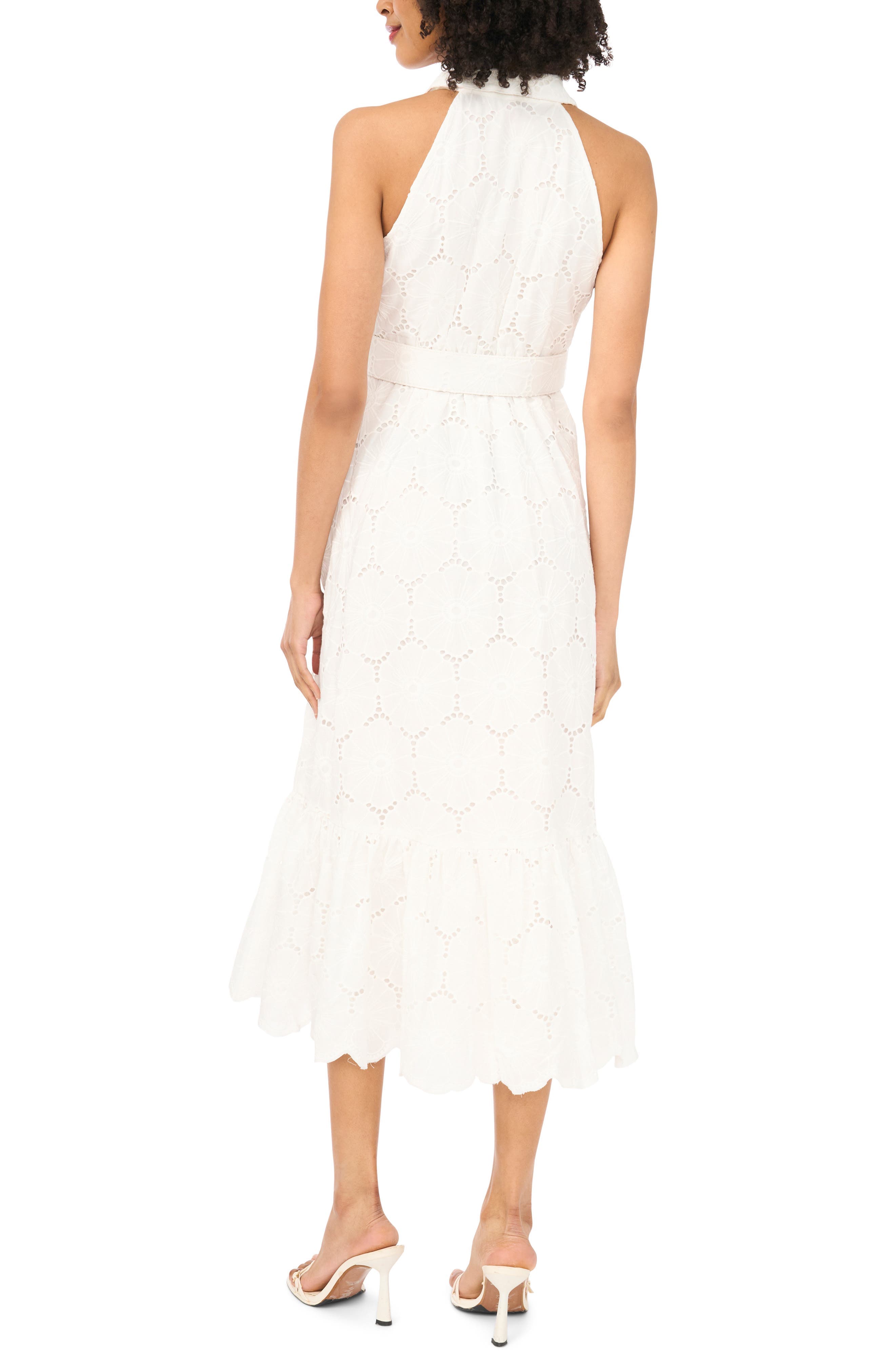 Sleeveless Belted Cotton Broderie Anglaise Maxi Shirtdress - image 2