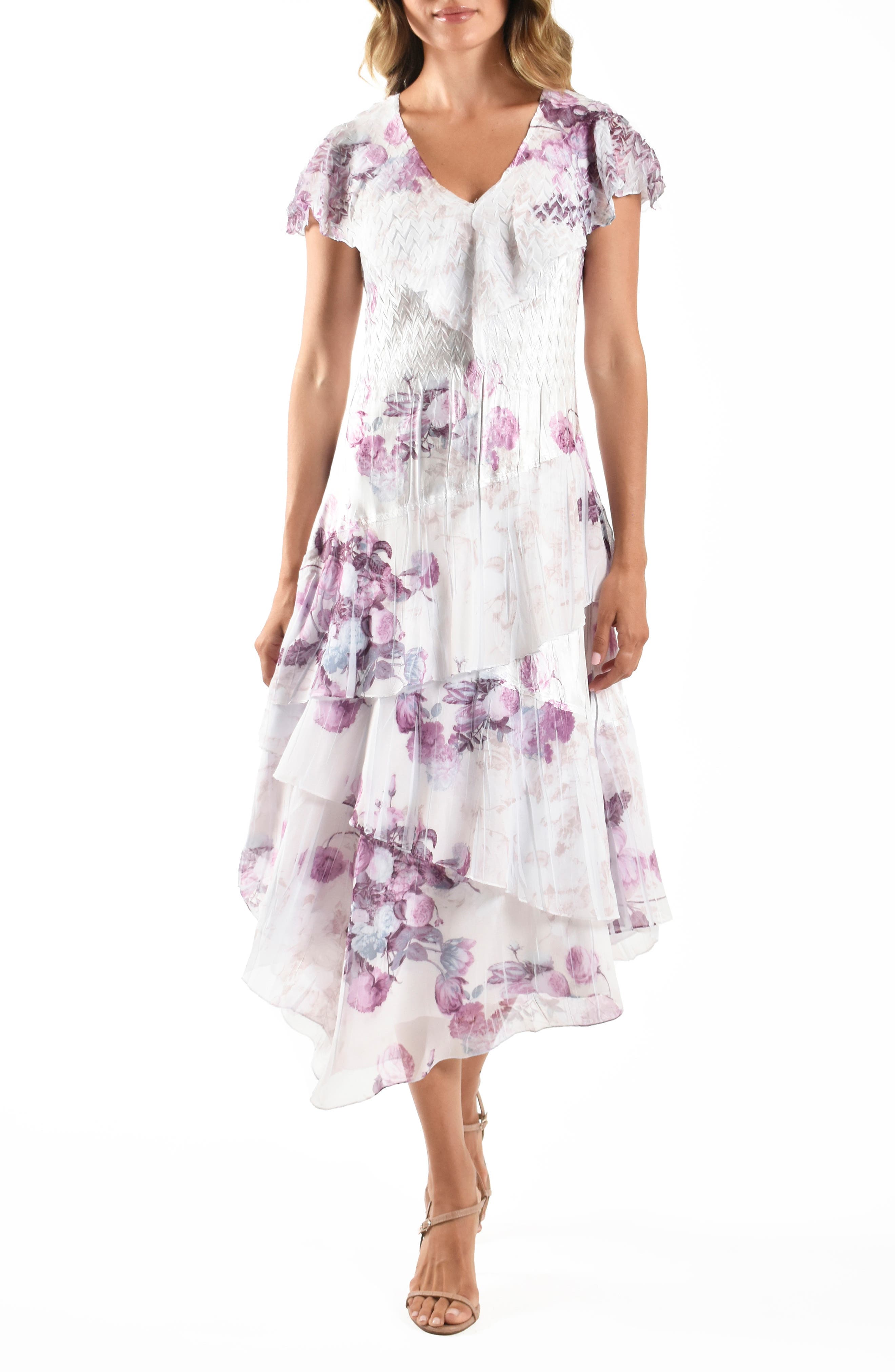 Flutter Sleeve Tiered Cocktail Dress - image 1