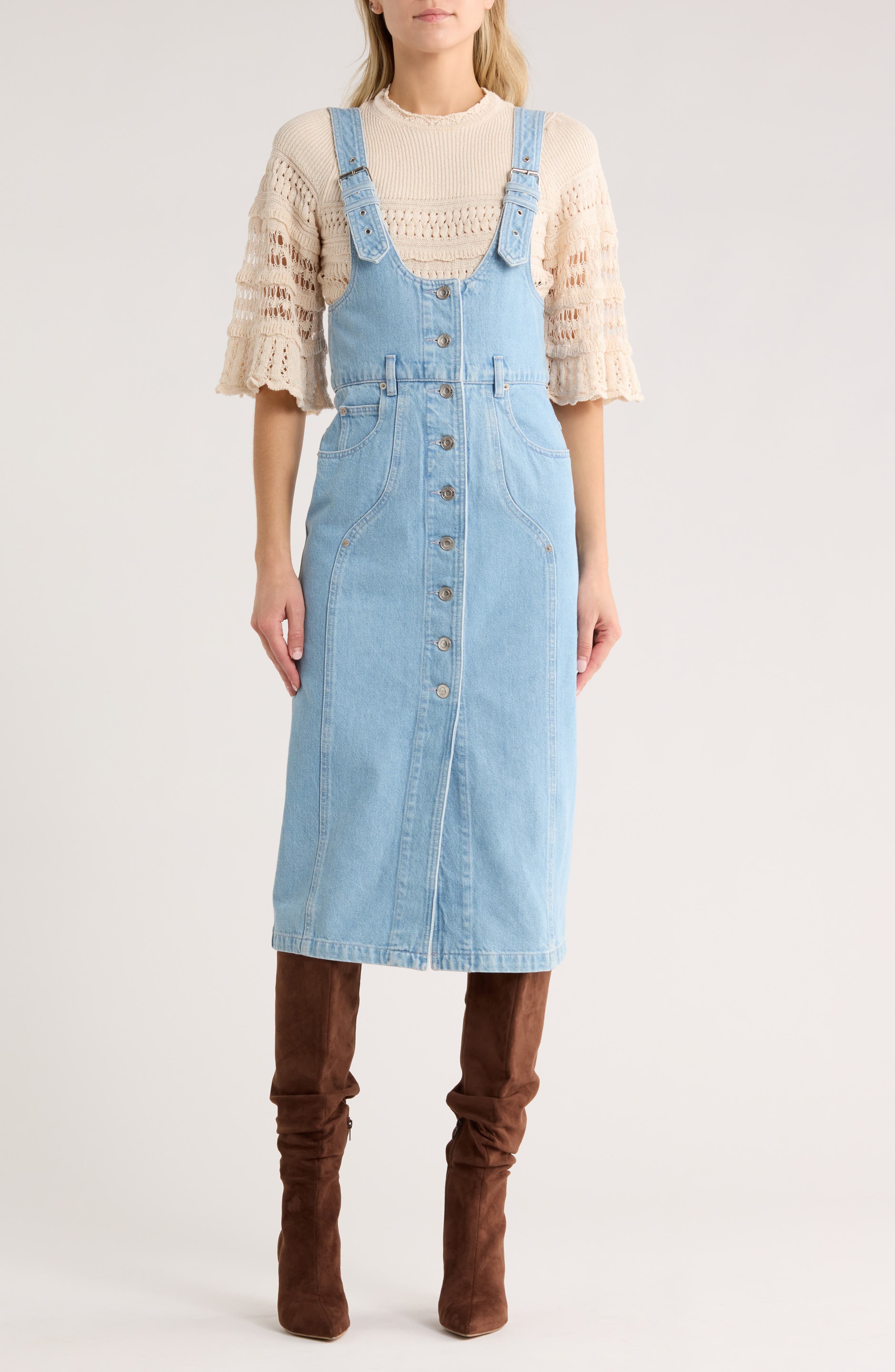 Filipine Pinafore Denim Dress - image 1