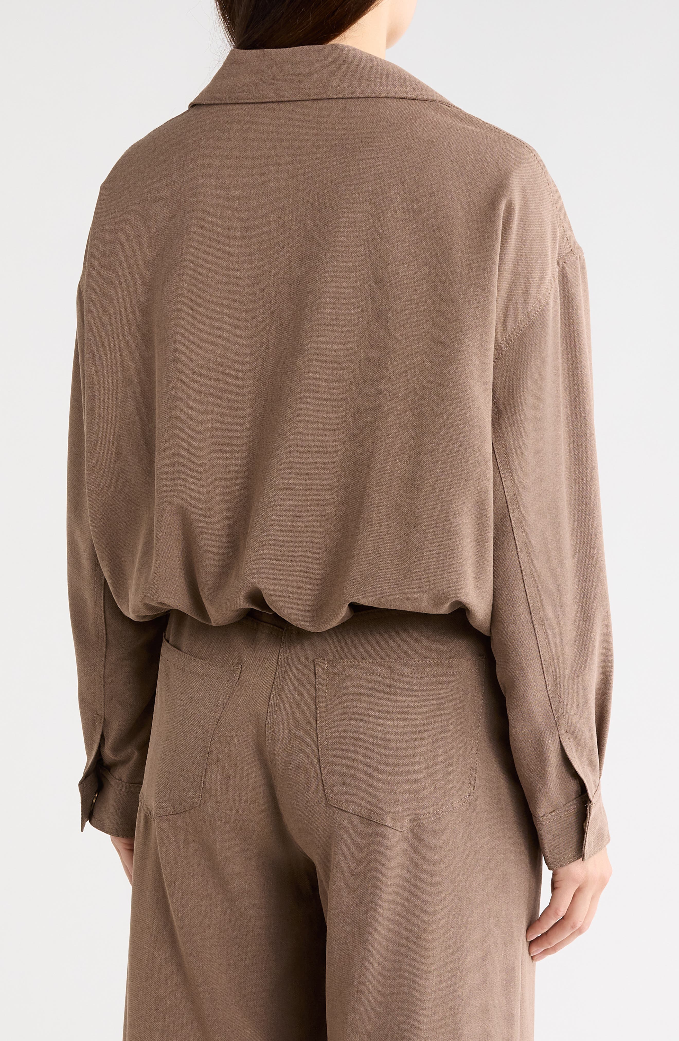 Bubble Hem Crop Bomber Jacket - image 2
