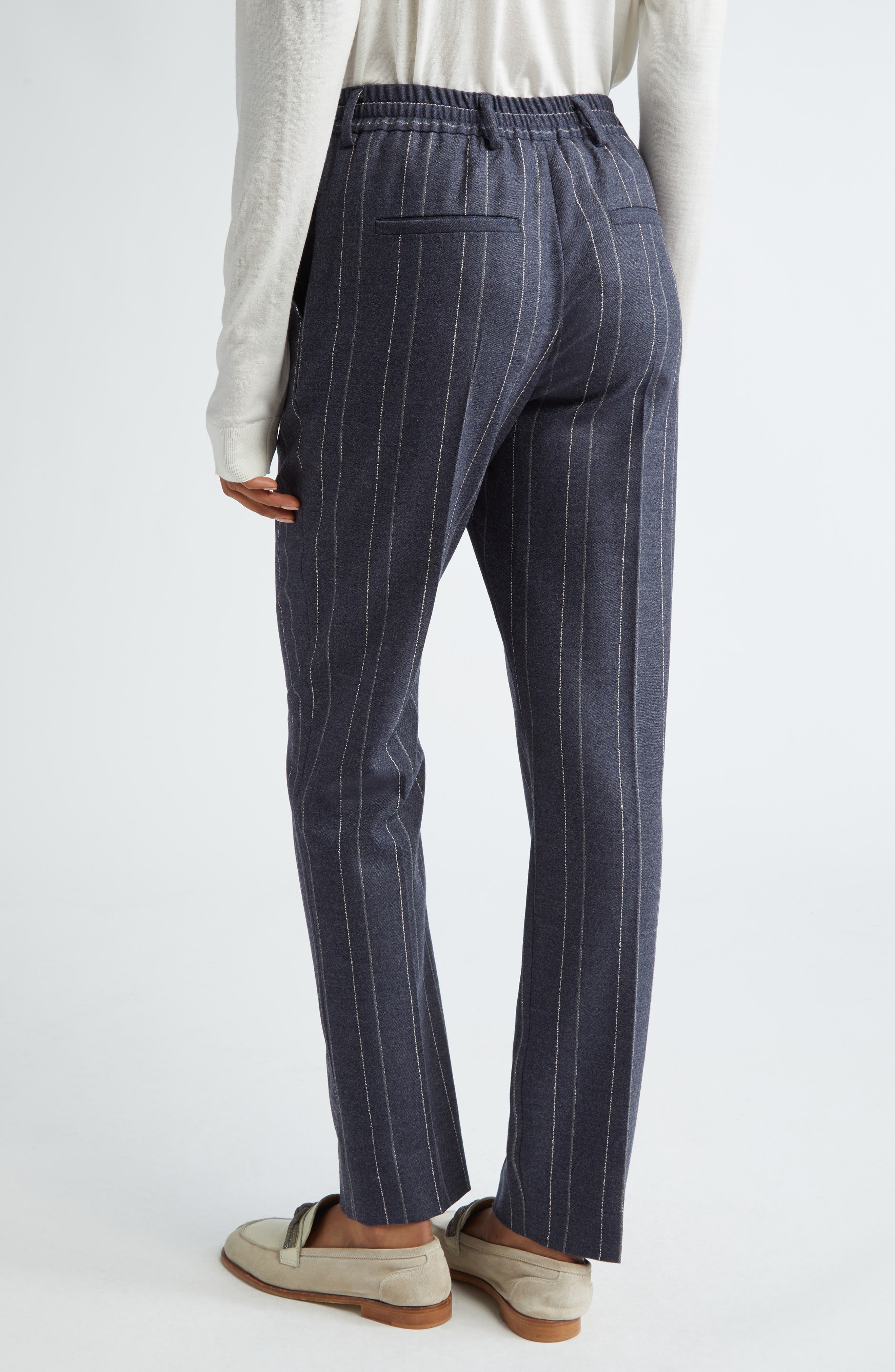 Pinstripe Sparkle Stretch Virgin Wool Pants - image 2