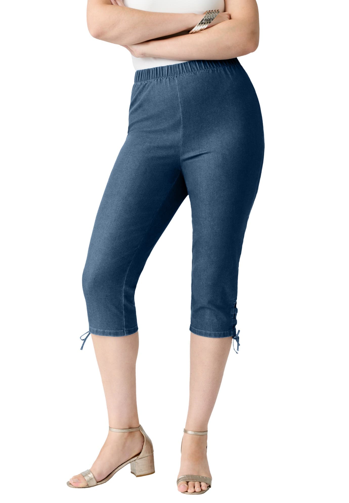 Plus Size Comfort Stretch Lace Up Capri Jean - image 5