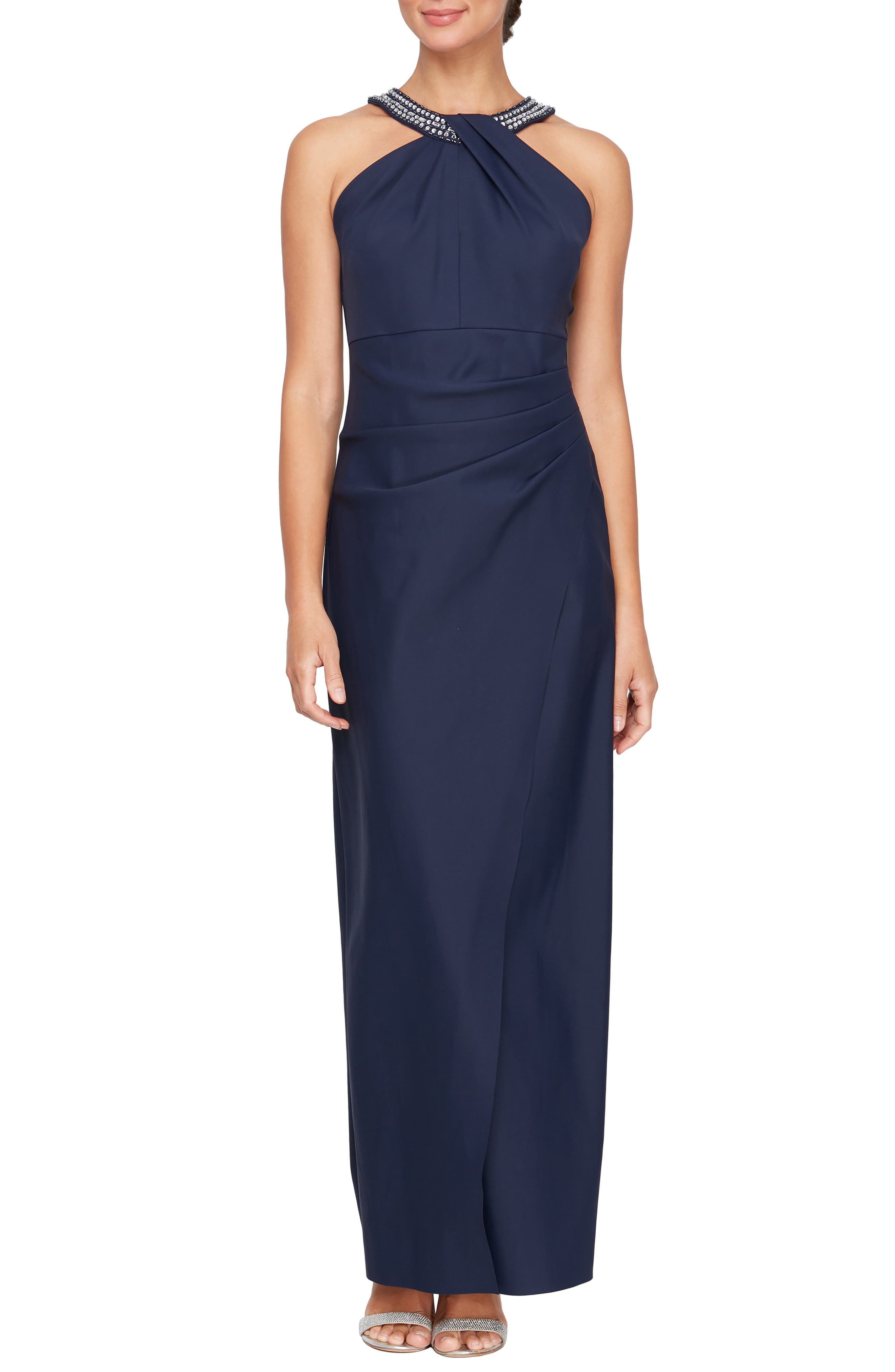 Contour Collection Halter Neck Column Evening Gown - image 1