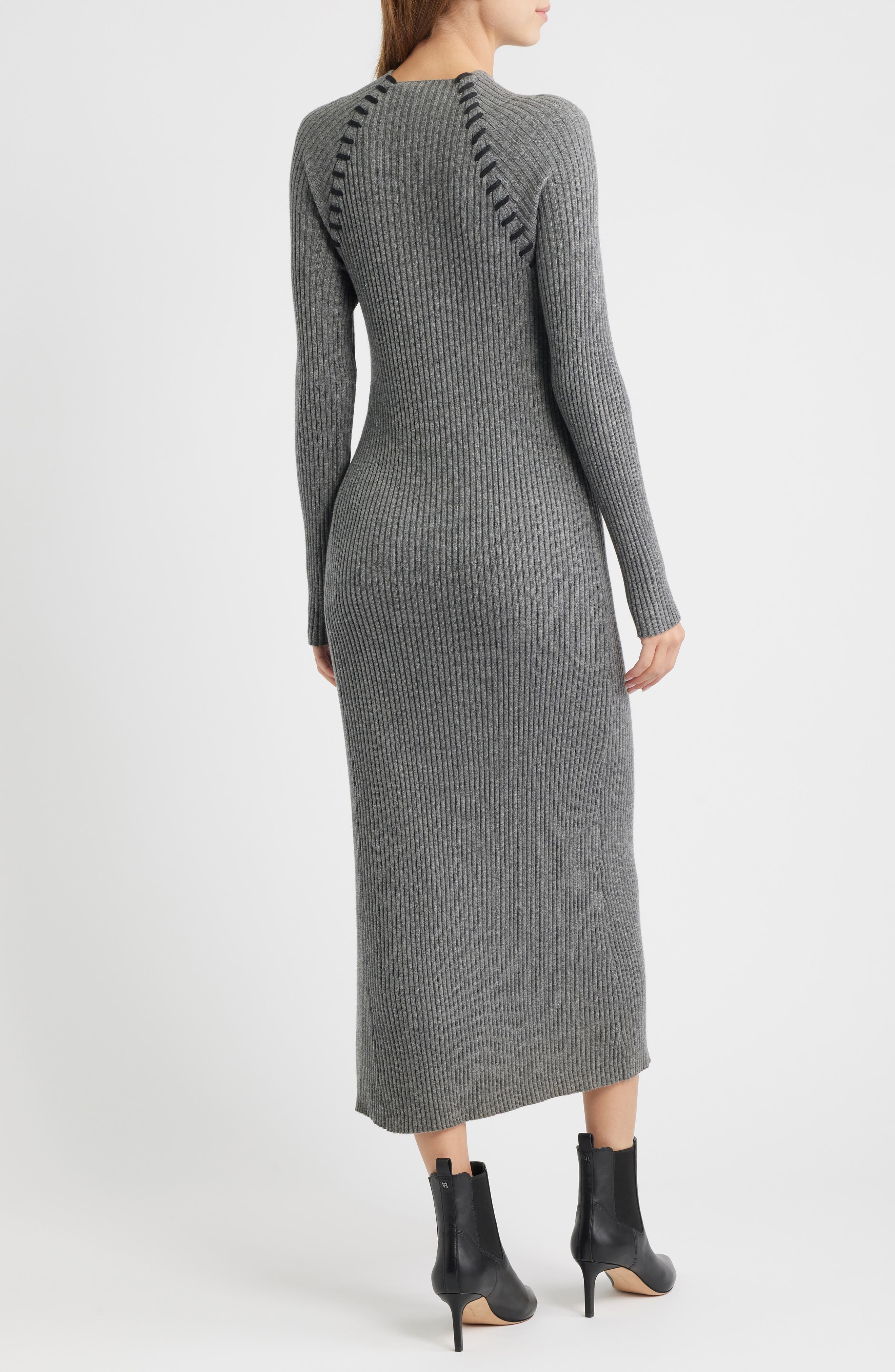 Imara Long Sleeve Rib Wool Blend Sweater Dress - image 2